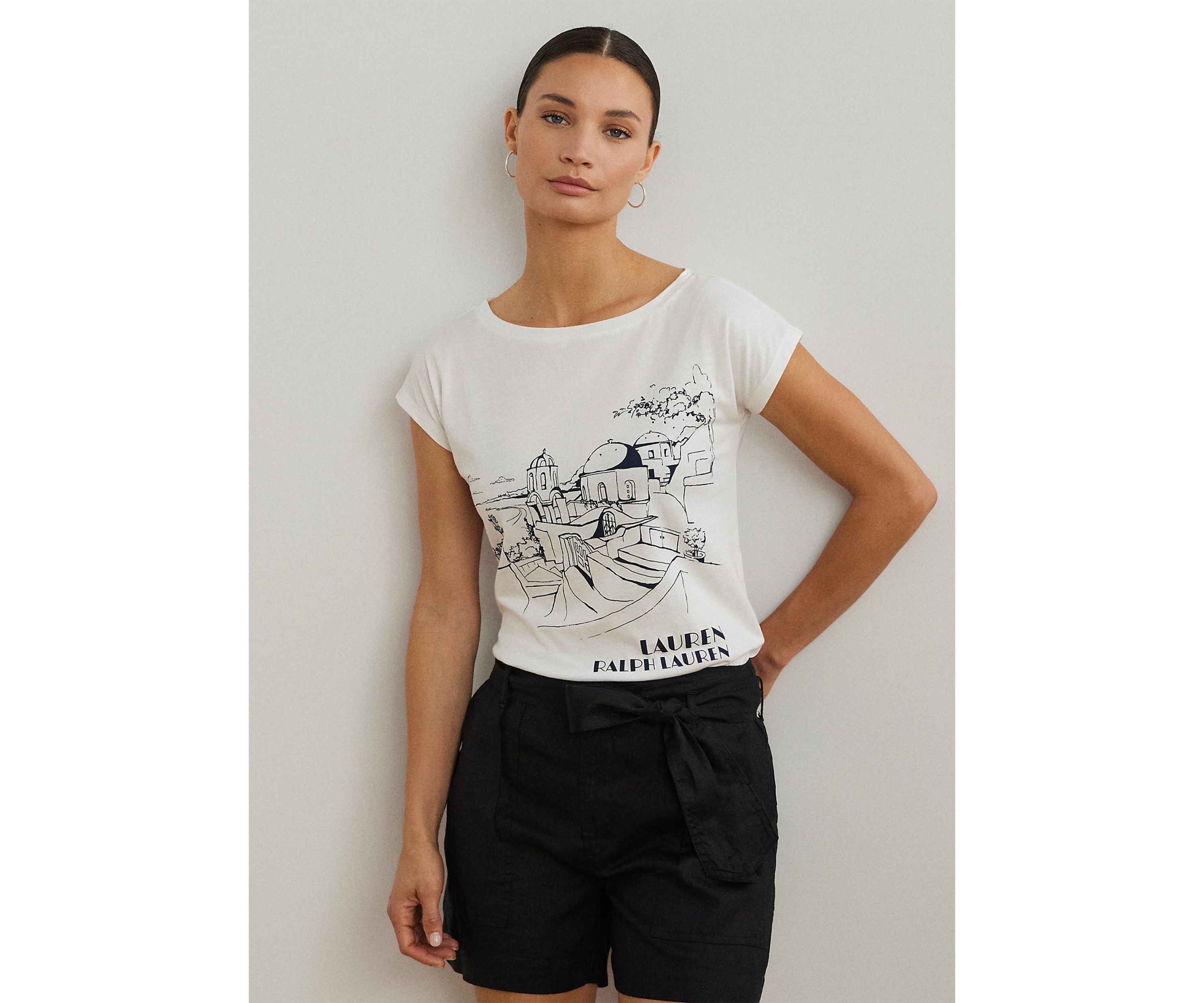 Petite Cotton Blend Jersey Graphic T-Shirt
