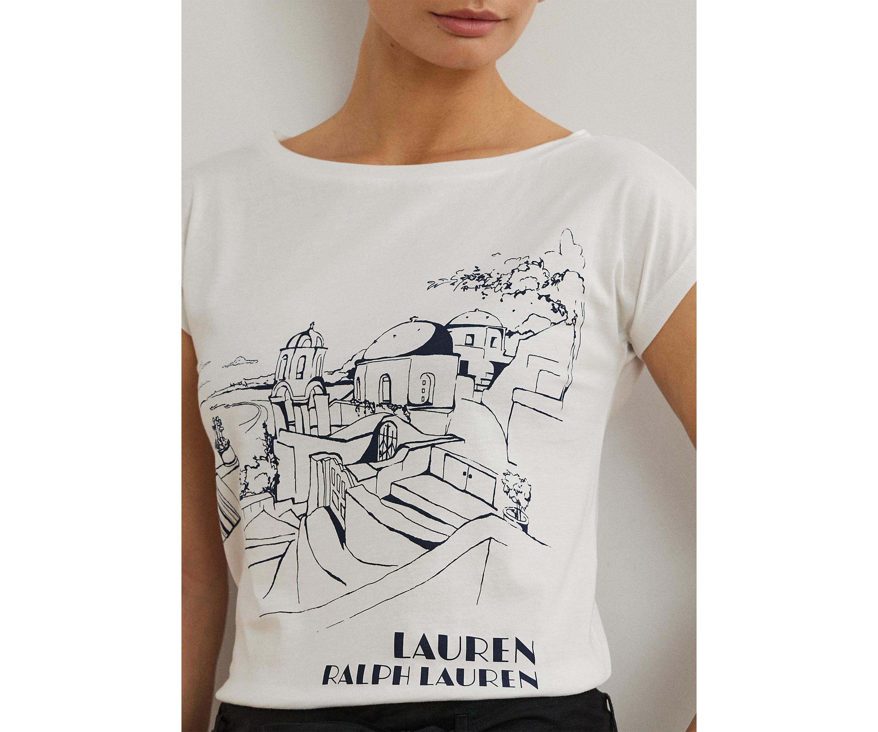 Petite Cotton Blend Jersey Graphic T-Shirt