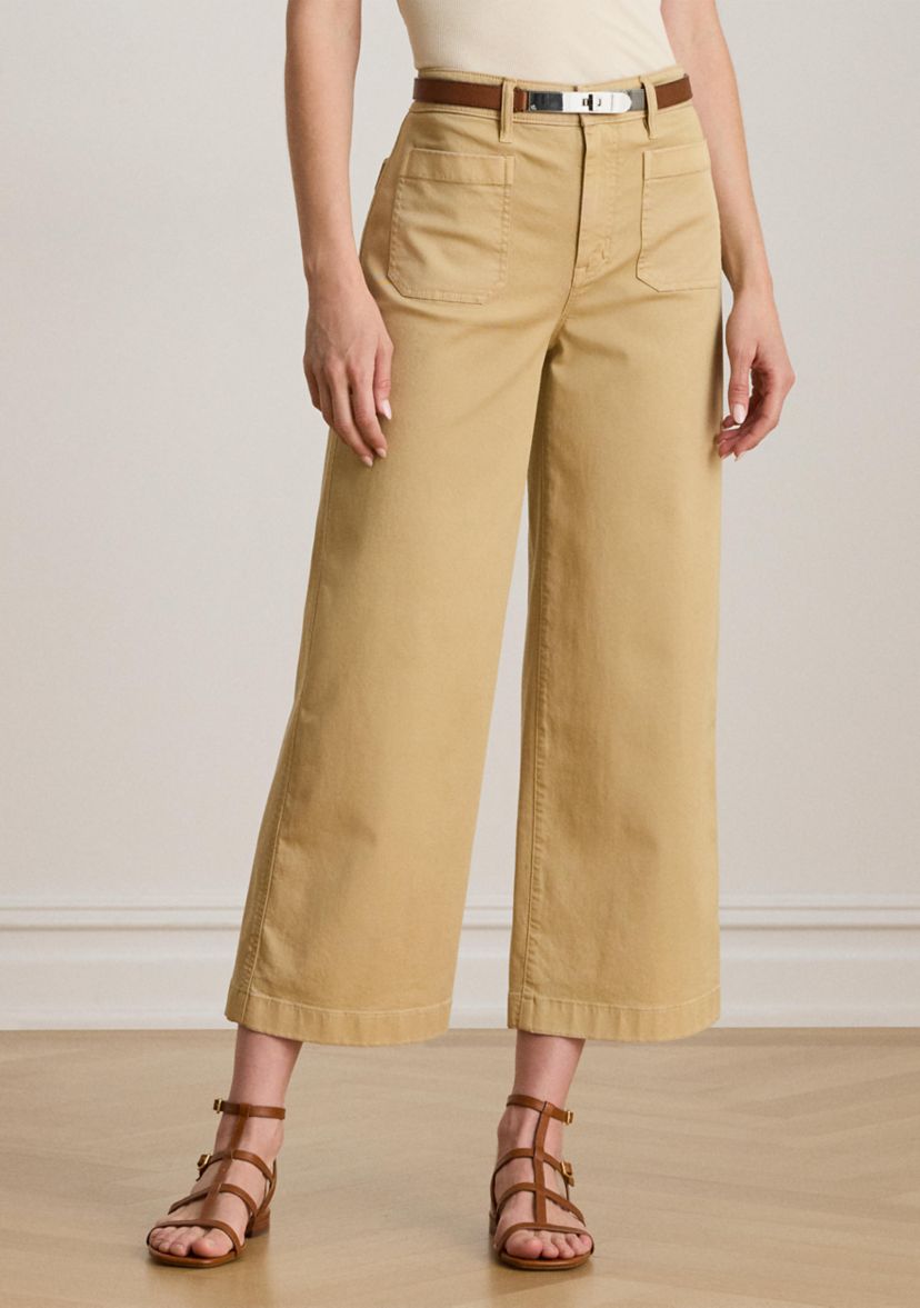 Petite Stretch Chino Wide-Leg Cropped Pants