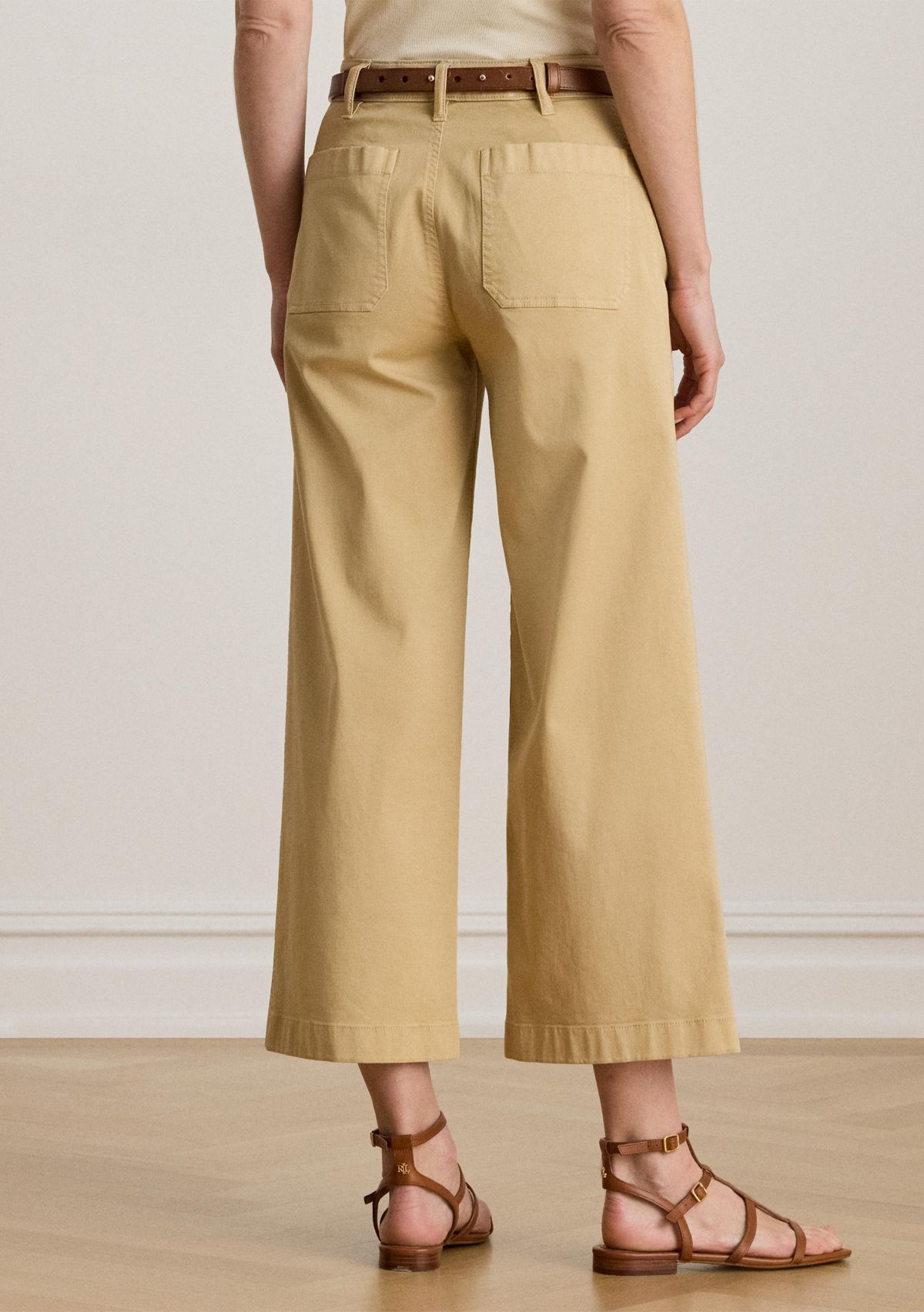 Petite Stretch Chino Wide-Leg Cropped Pants