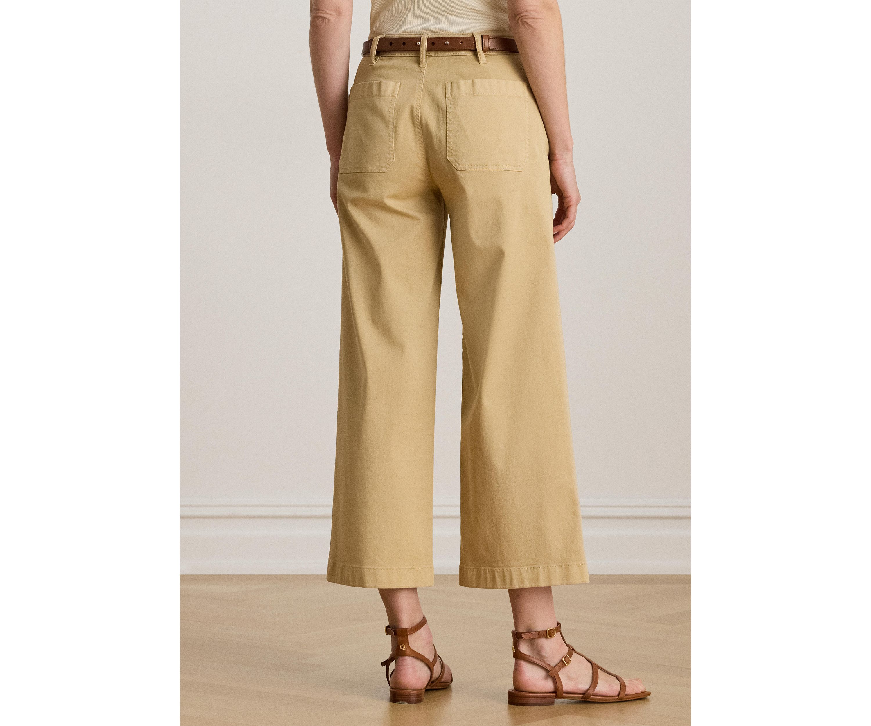 Petite Stretch Chino Wide-Leg Cropped Pants