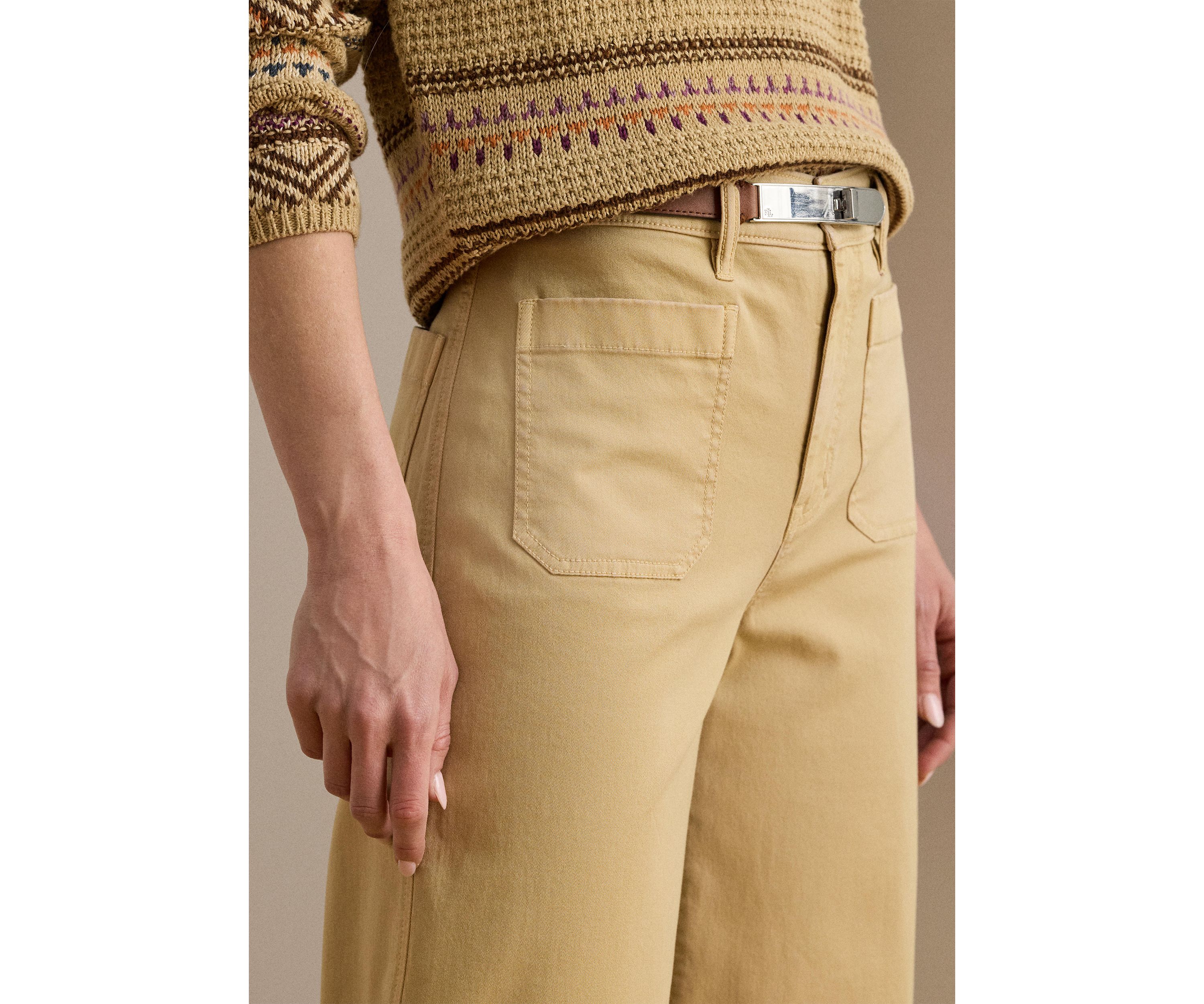 Petite Stretch Chino Wide-Leg Cropped Pants