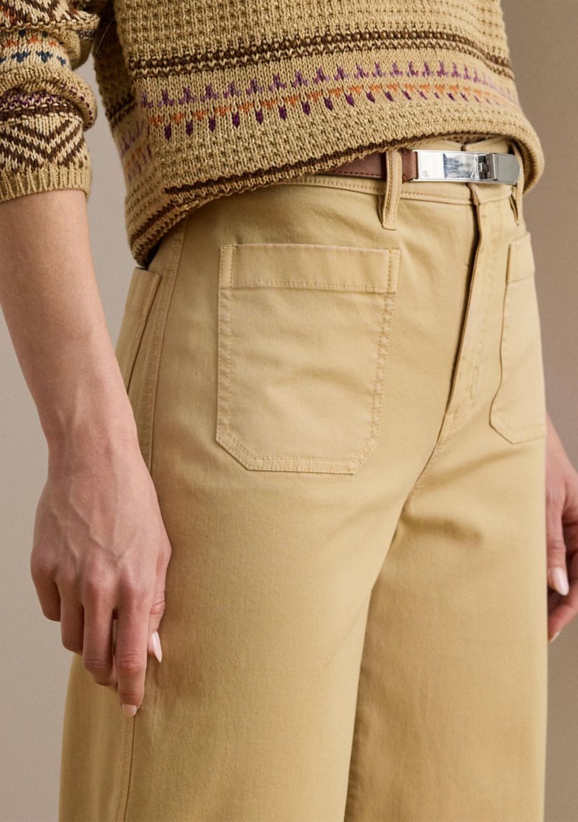 Petite Stretch Chino Wide-Leg Cropped Pants