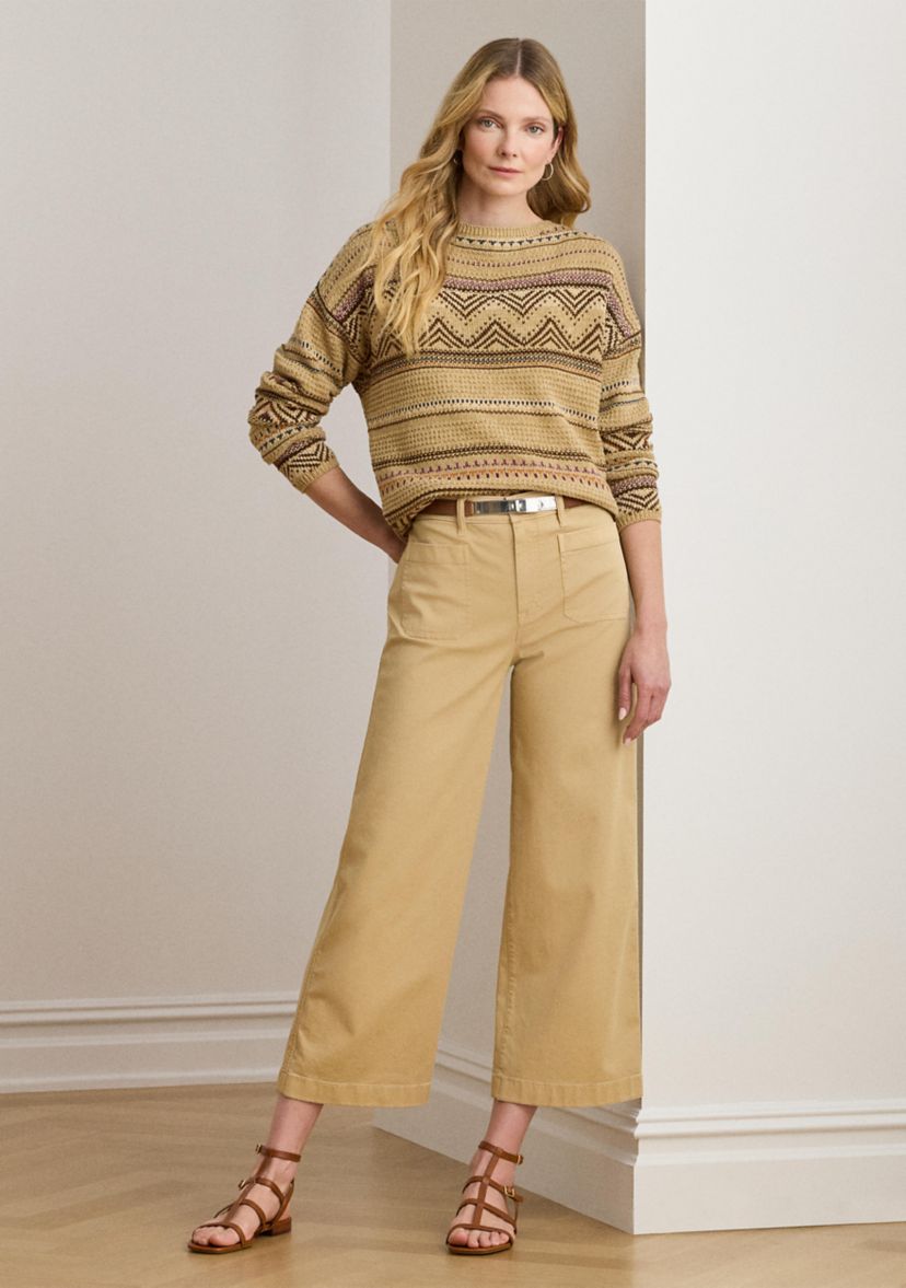Petite Stretch Chino Wide-Leg Cropped Pants