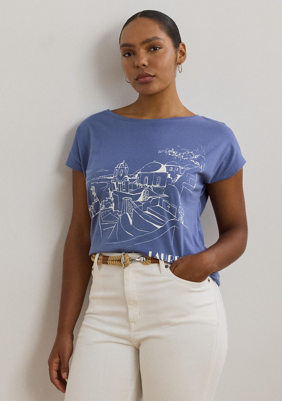 Cotton Blend Jersey Graphic T-Shirt