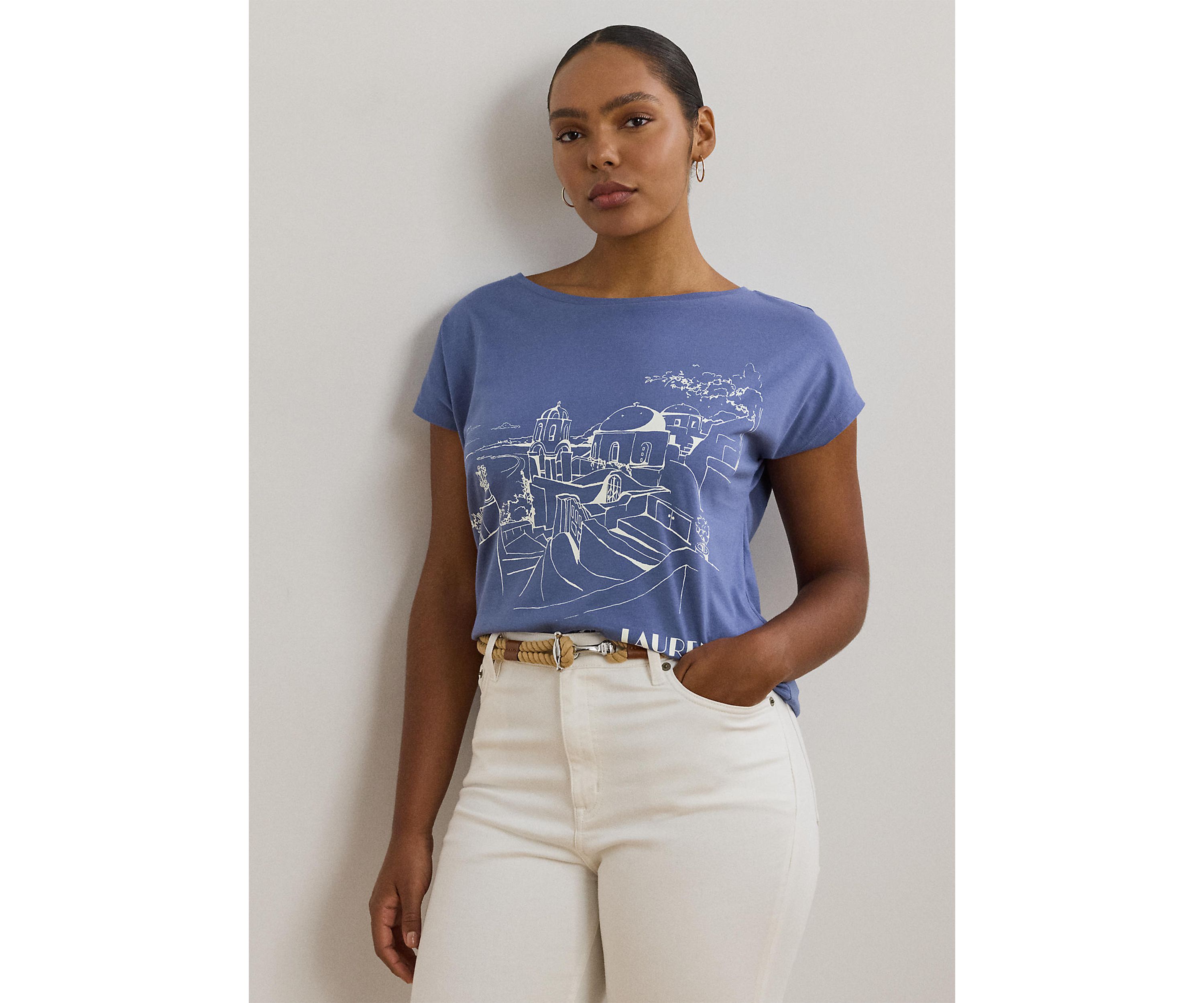 Cotton Blend Jersey Graphic T-Shirt