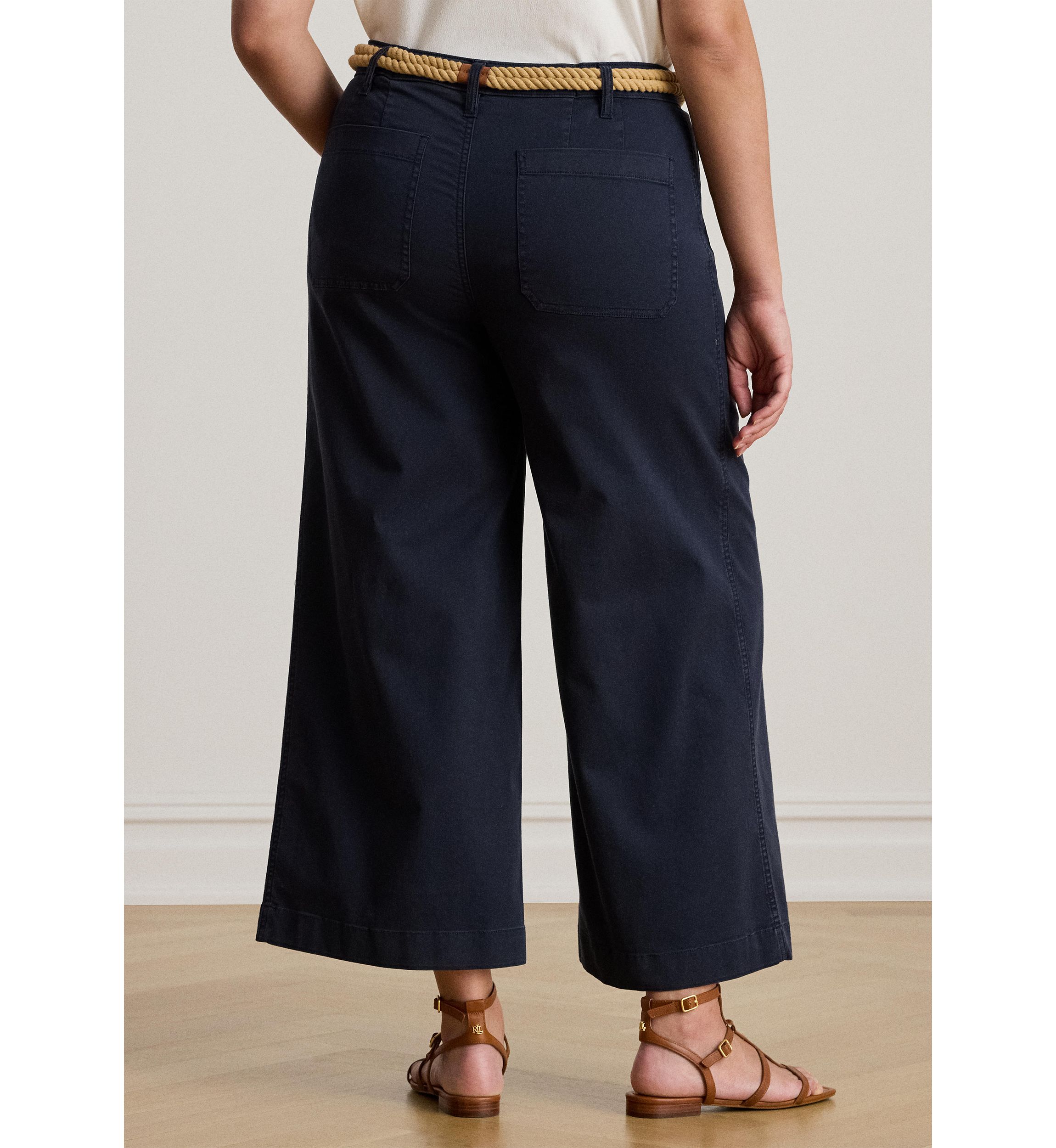 Stretch Chino Wide Leg Cropped Pants
