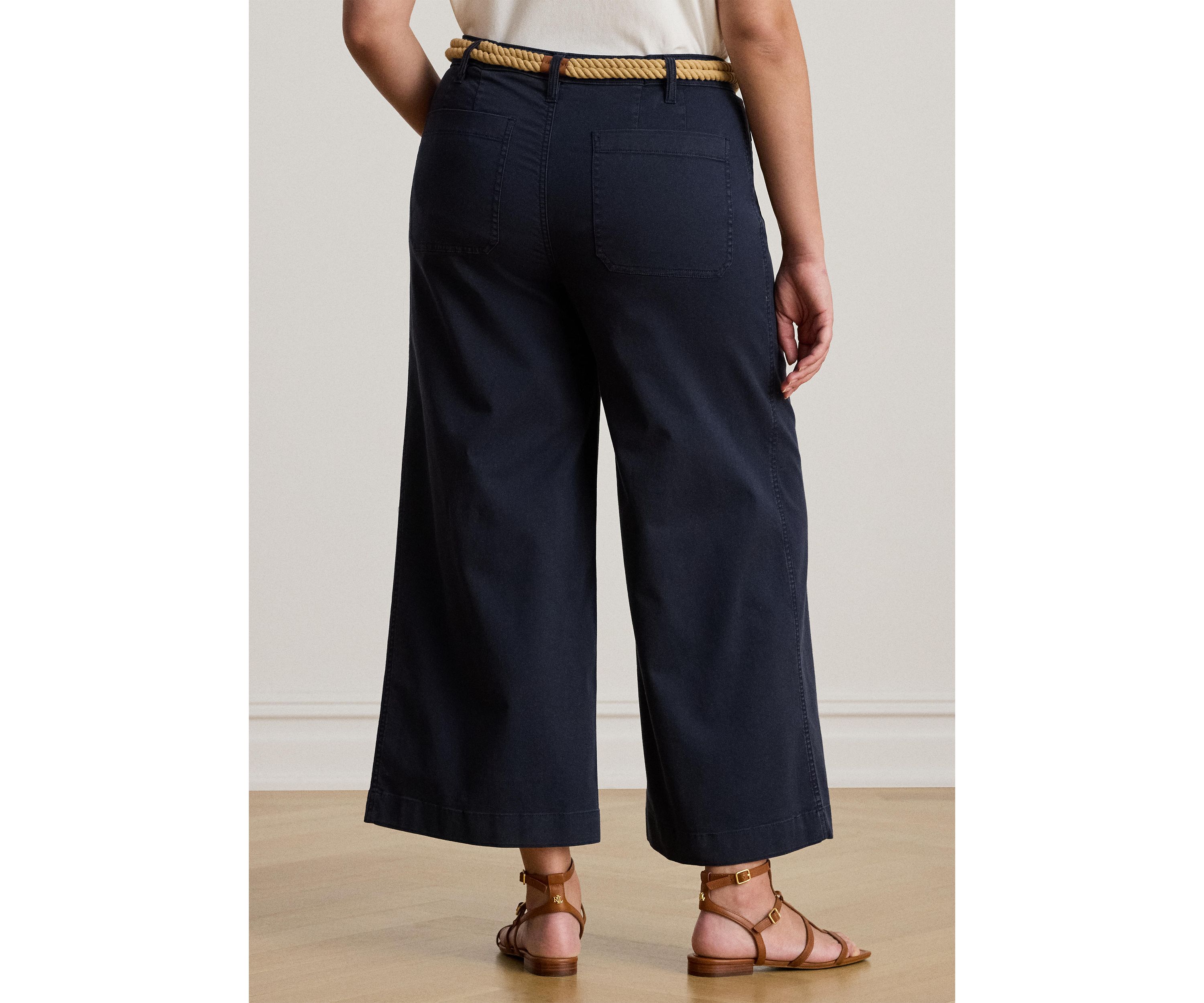Stretch Chino Wide Leg Cropped Pants