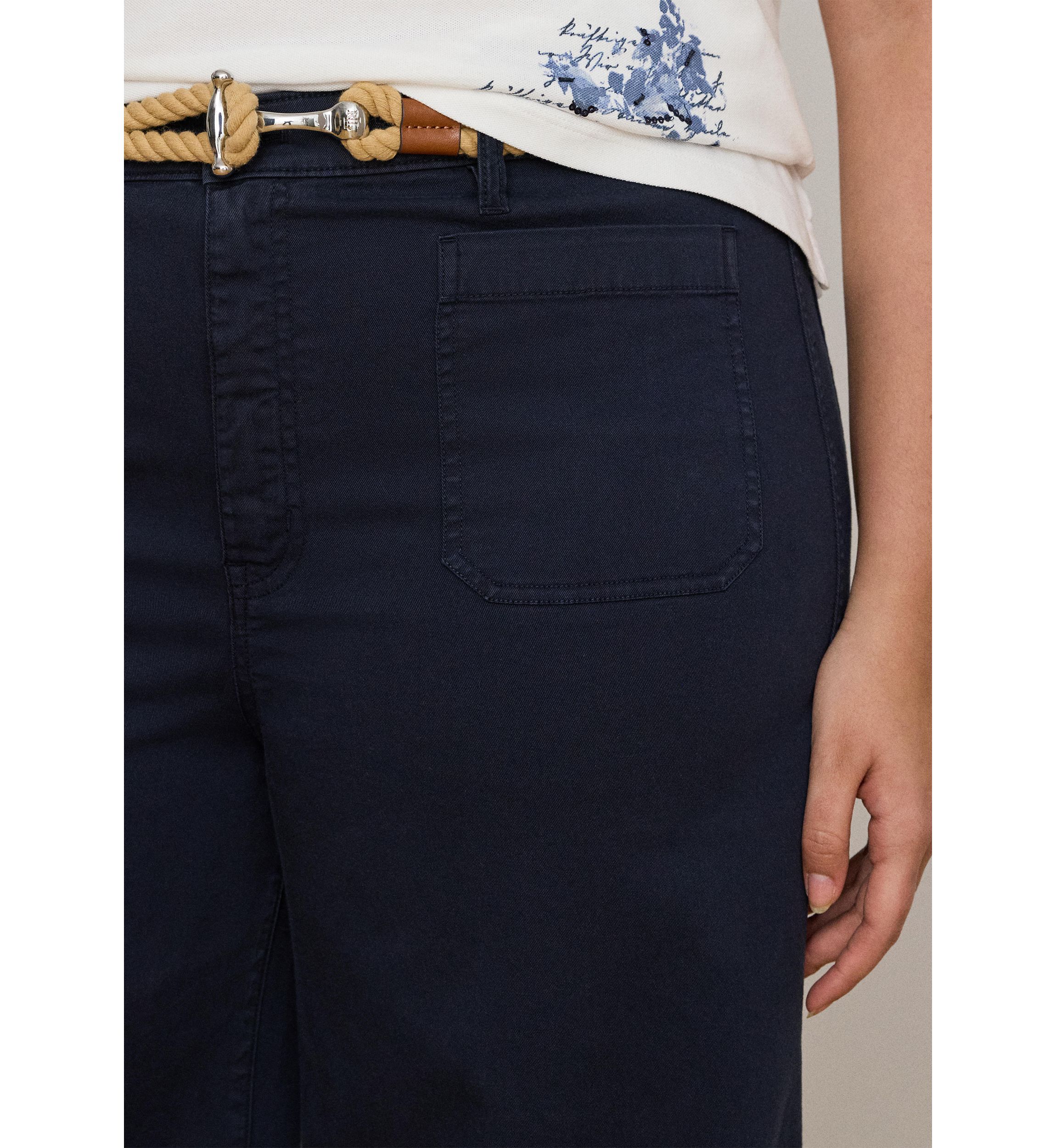 Stretch Chino Wide Leg Cropped Pants
