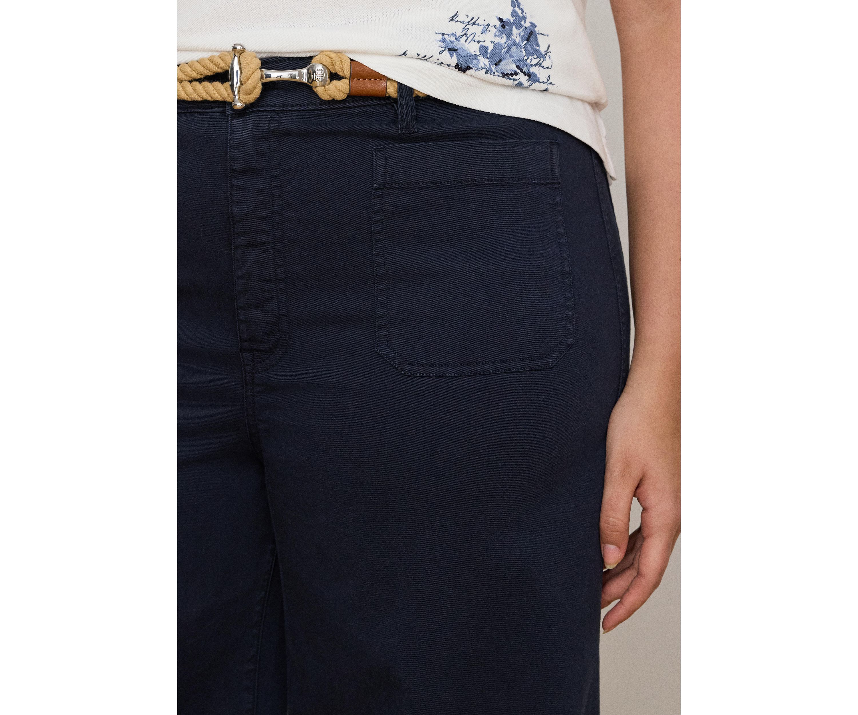 Stretch Chino Wide Leg Cropped Pants