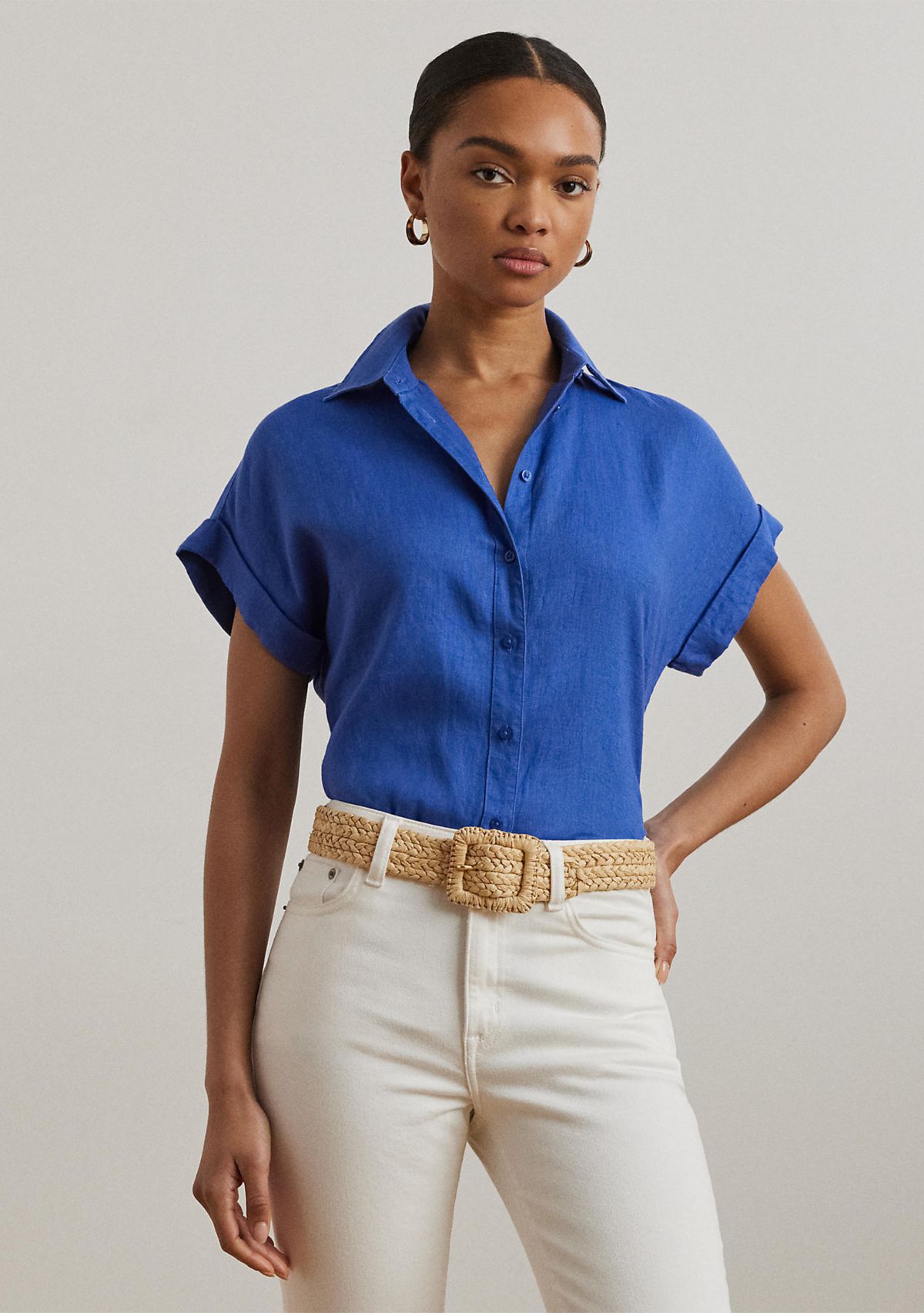 Relaxed Fit Linen Short Sleeve Shirt