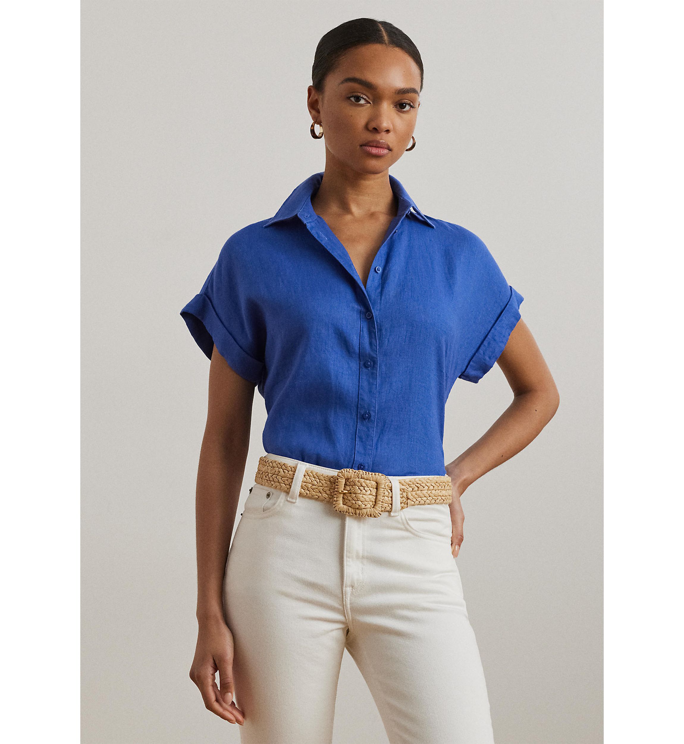 Relaxed Fit Linen Short Sleeve Shirt