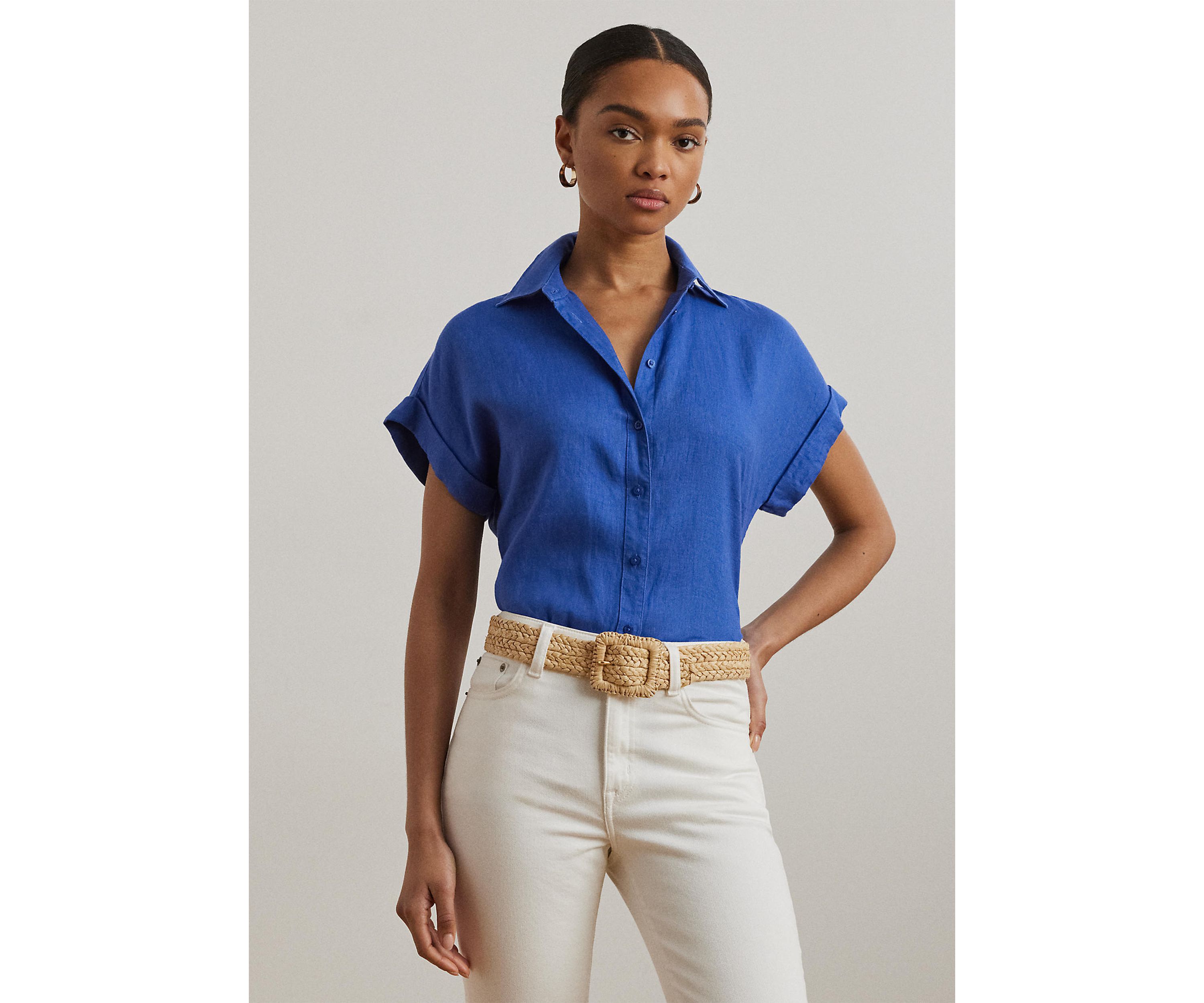 Relaxed Fit Linen Short Sleeve Shirt