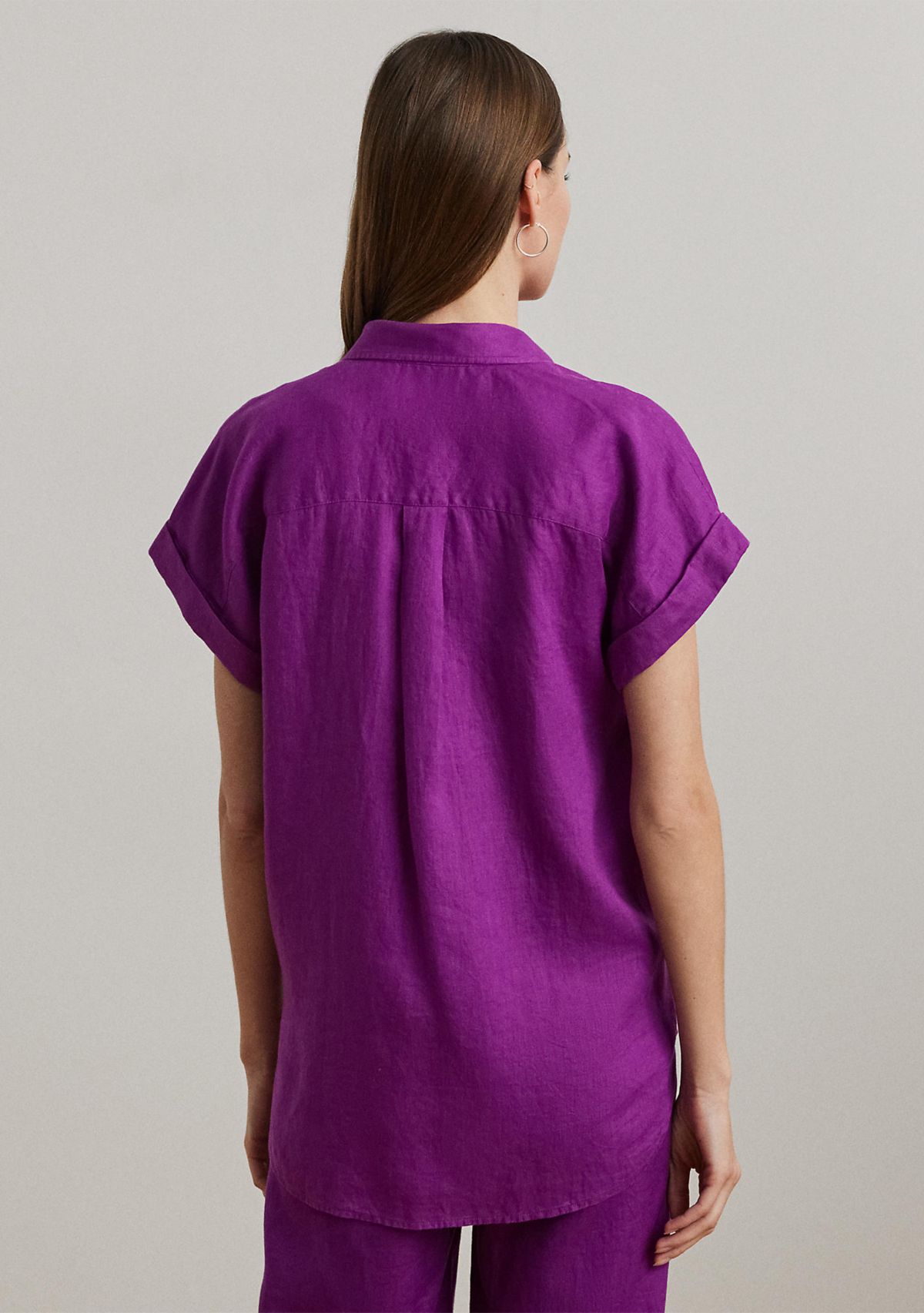 Petite Relaxed Fit Linen Short-Sleeve Shirt