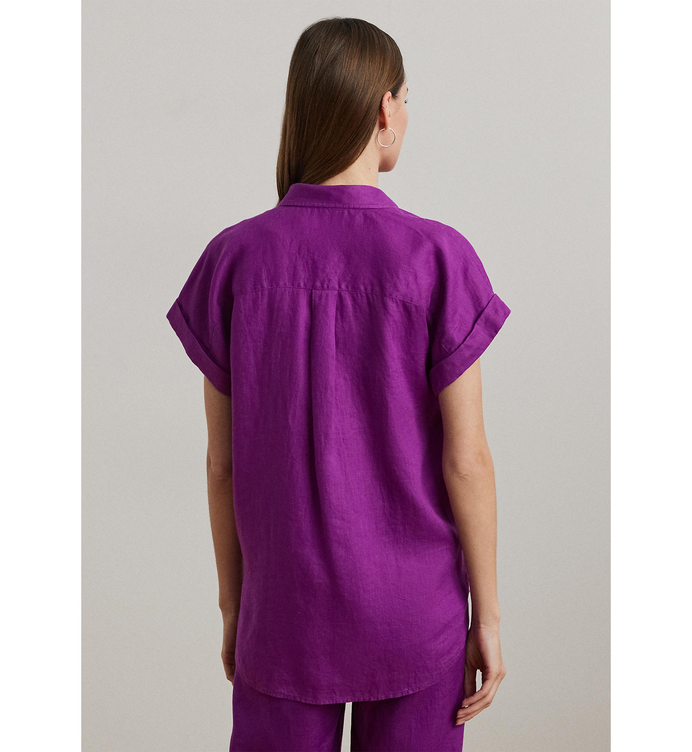 Petite Relaxed Fit Linen Short-Sleeve Shirt