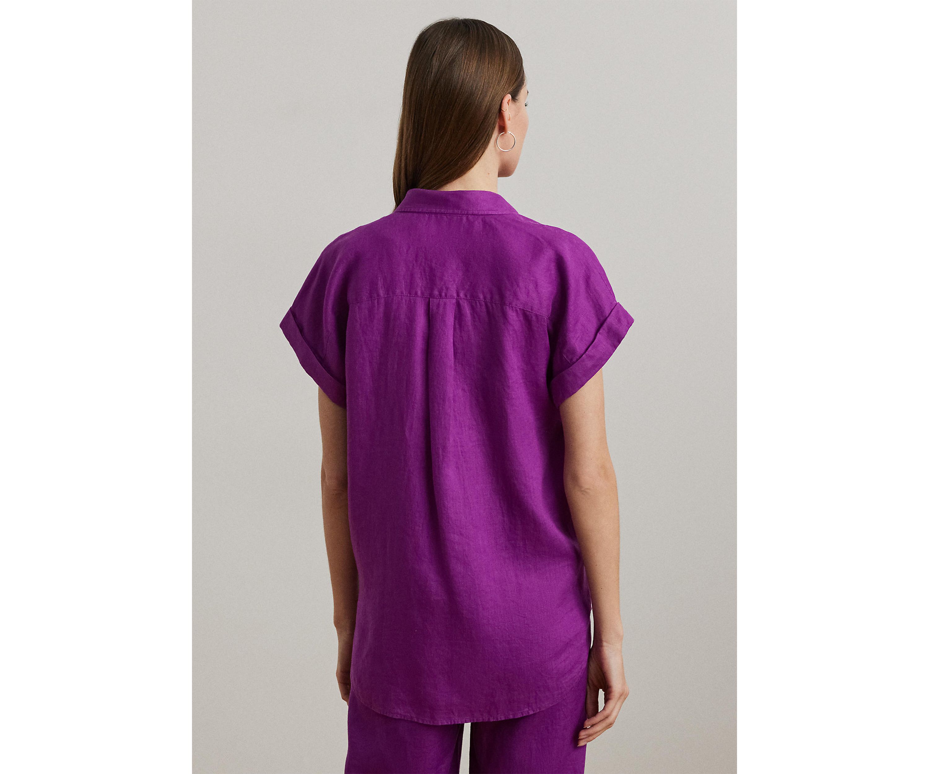 Petite Relaxed Fit Linen Short-Sleeve Shirt