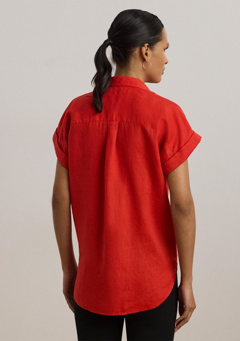 Petite Relaxed Fit Linen Short-Sleeve Shirt