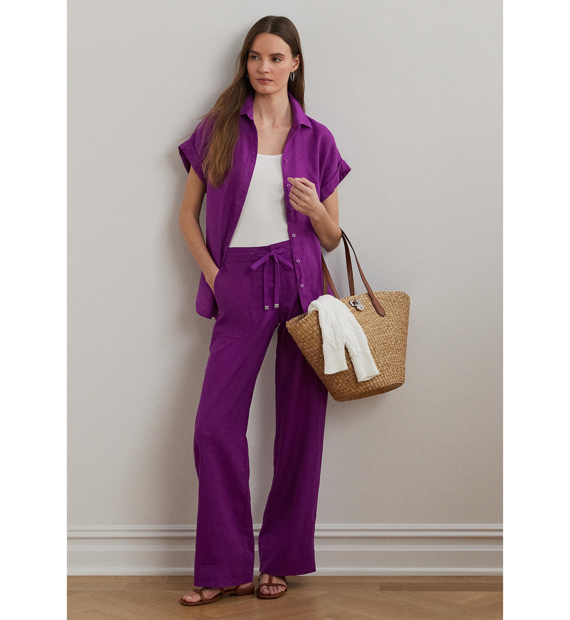 Petite Relaxed Fit Linen Short-Sleeve Shirt