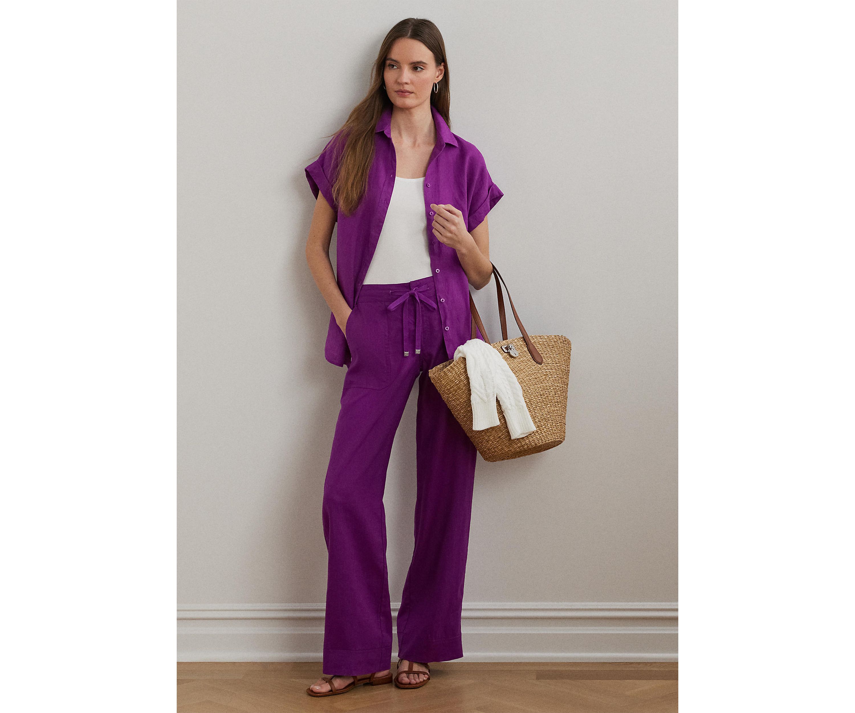 Petite Relaxed Fit Linen Short-Sleeve Shirt