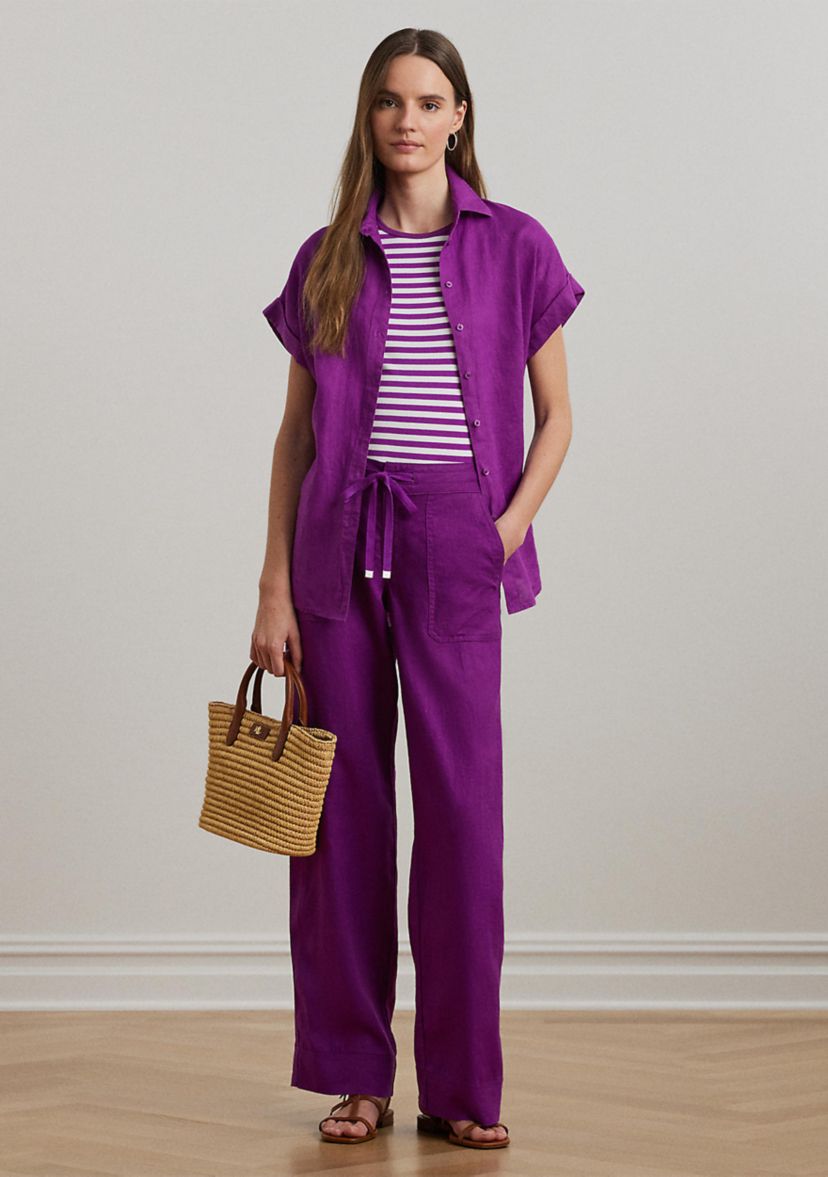 Petite Striped Stretch Cotton Crew Neck T-Shirt