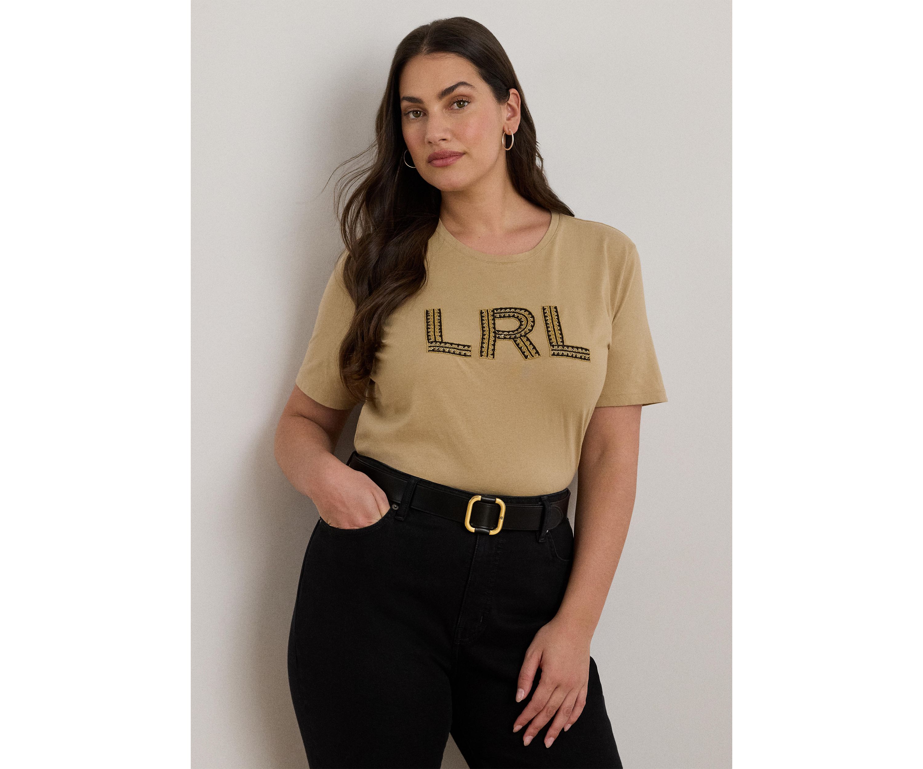 Plus Size Beaded-Logo Cotton Jersey T-Shirt