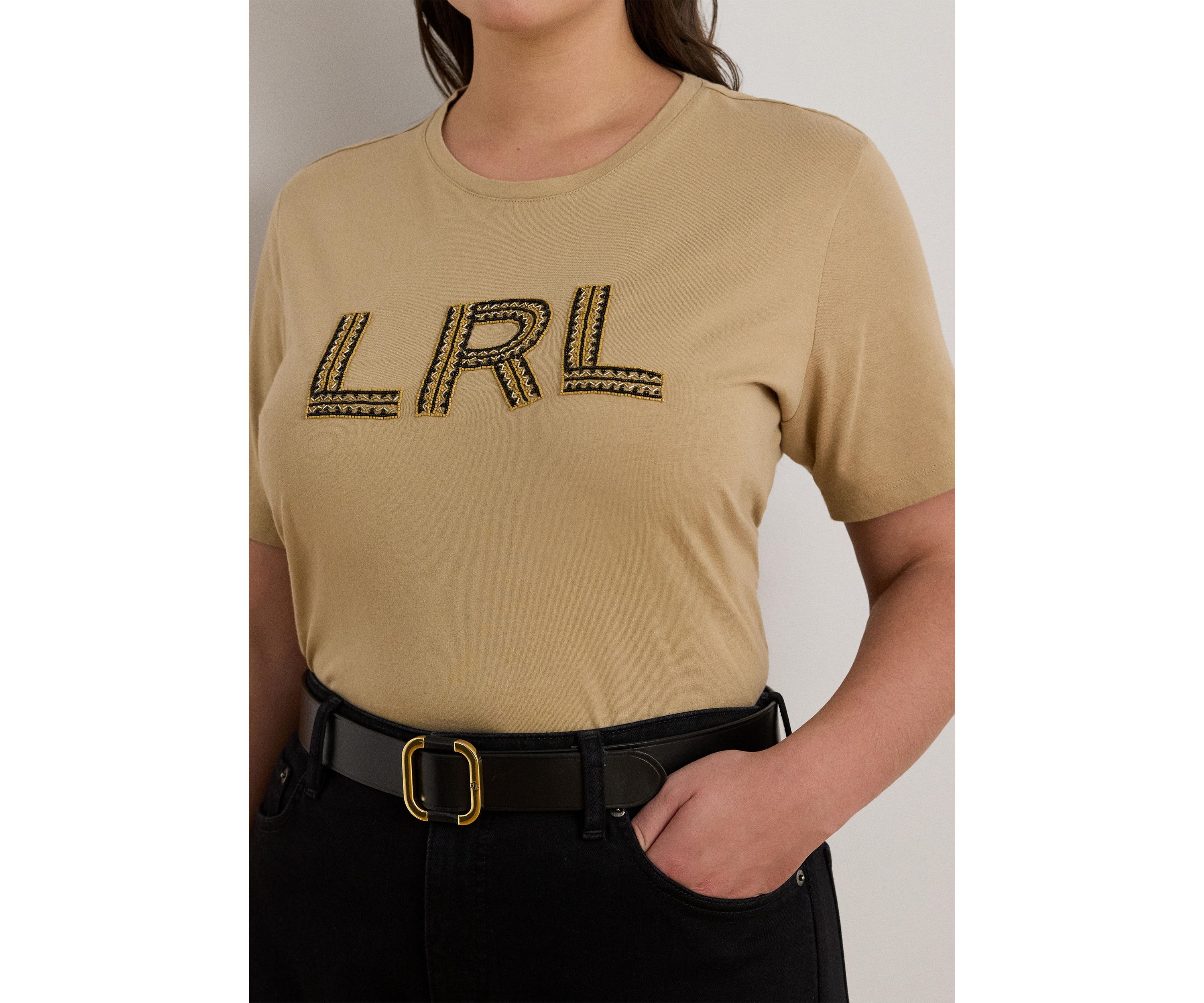 Plus Size Beaded-Logo Cotton Jersey T-Shirt