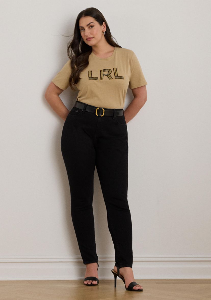 Plus Size Beaded-Logo Cotton Jersey T-Shirt