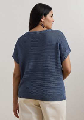 ラルフ・ローレン Lauren Ralph Lauren Plus Size Cotton-Blend Sweater レディース Sweaters Lauren Ralph Lauren Plus Size Striped Cotton-Blend Crew Neck