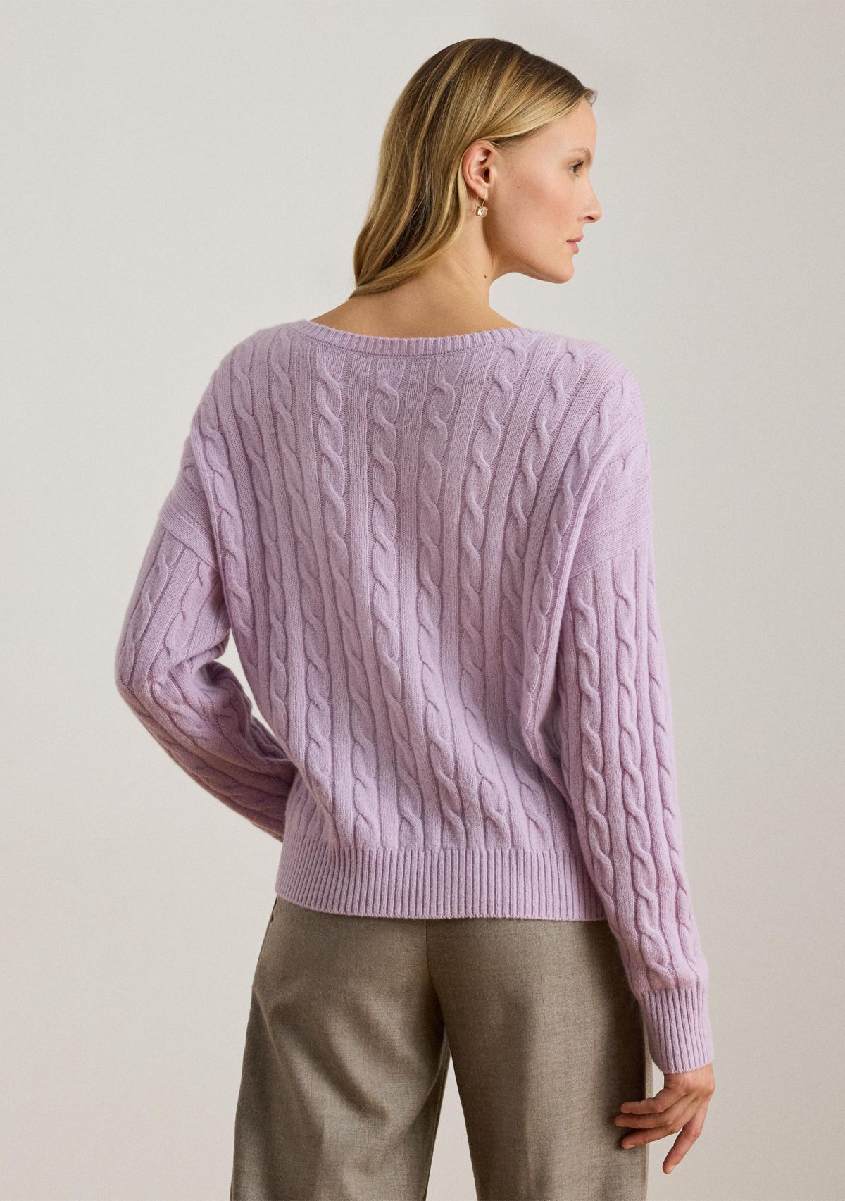 Womens Cable-Knit Wool-Cashmere Sweater