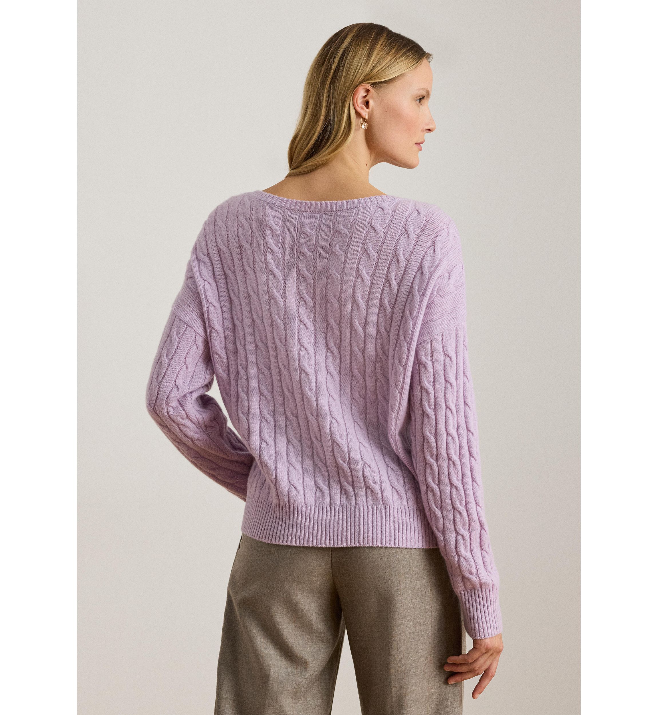 Womens Cable-Knit Wool-Cashmere Sweater