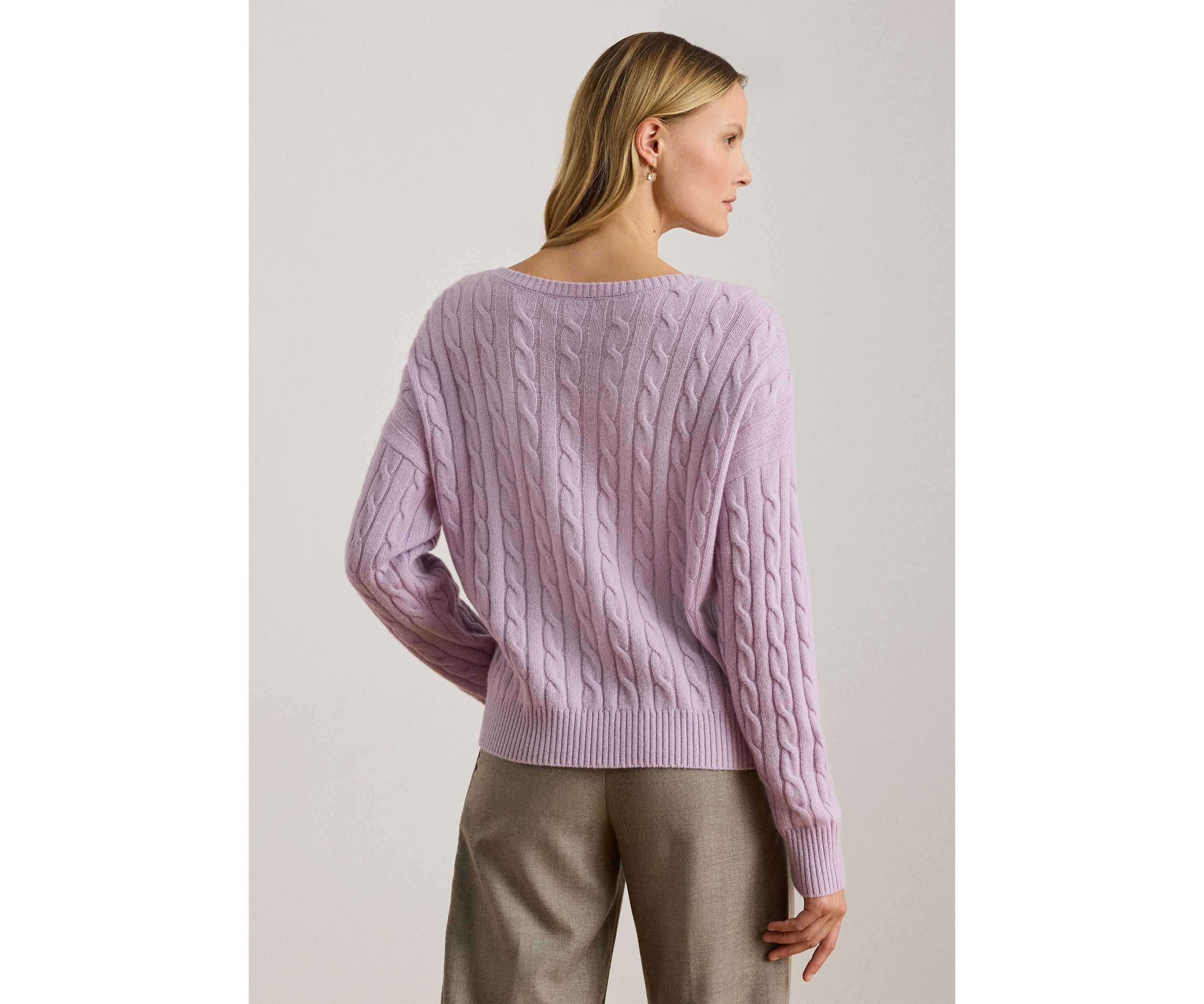 Womens Cable-Knit Wool-Cashmere Sweater