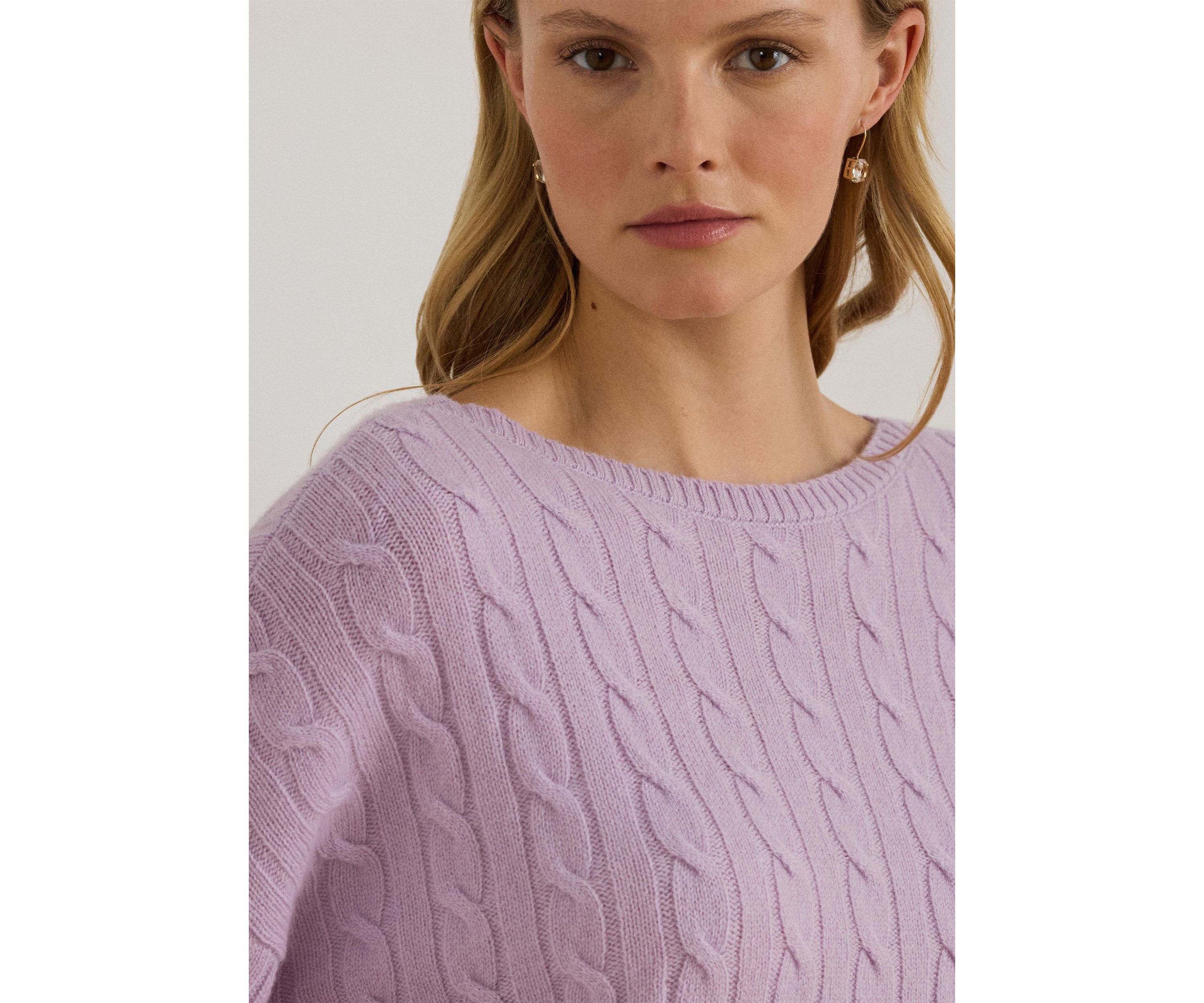 Womens Cable-Knit Wool-Cashmere Sweater