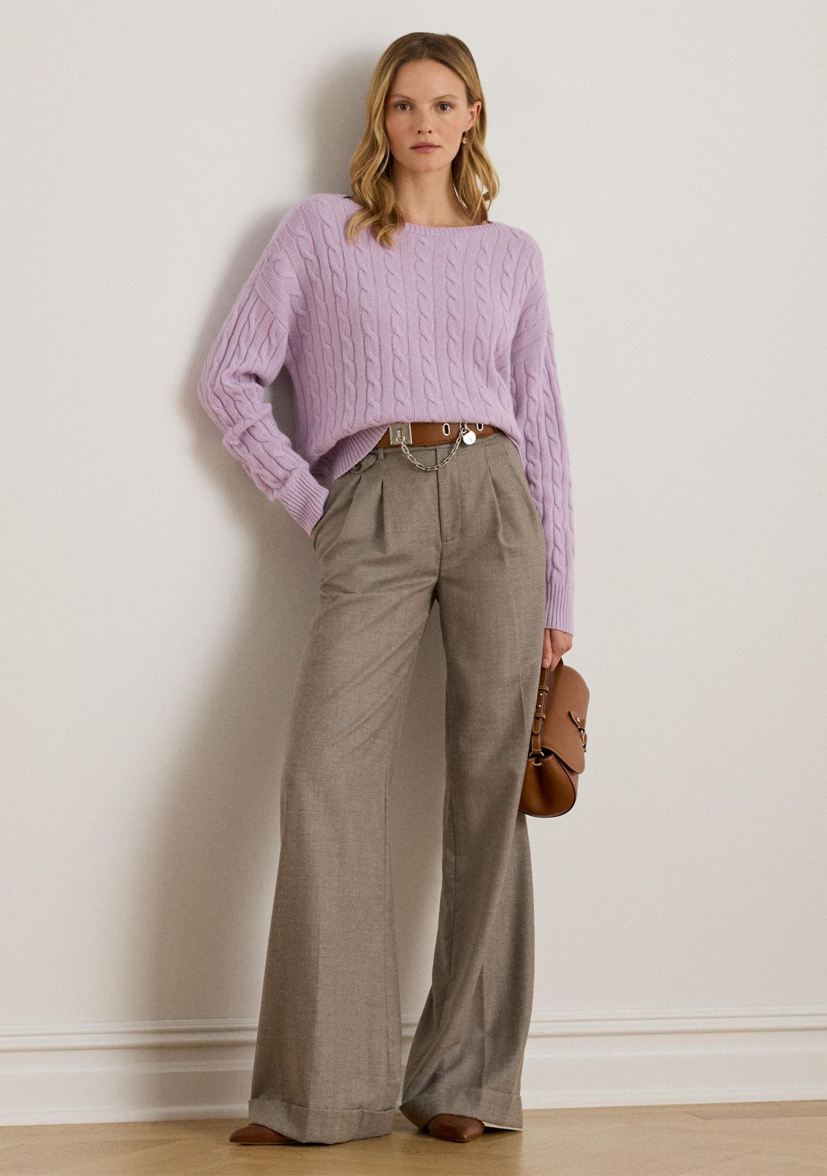 Womens Cable-Knit Wool-Cashmere Sweater