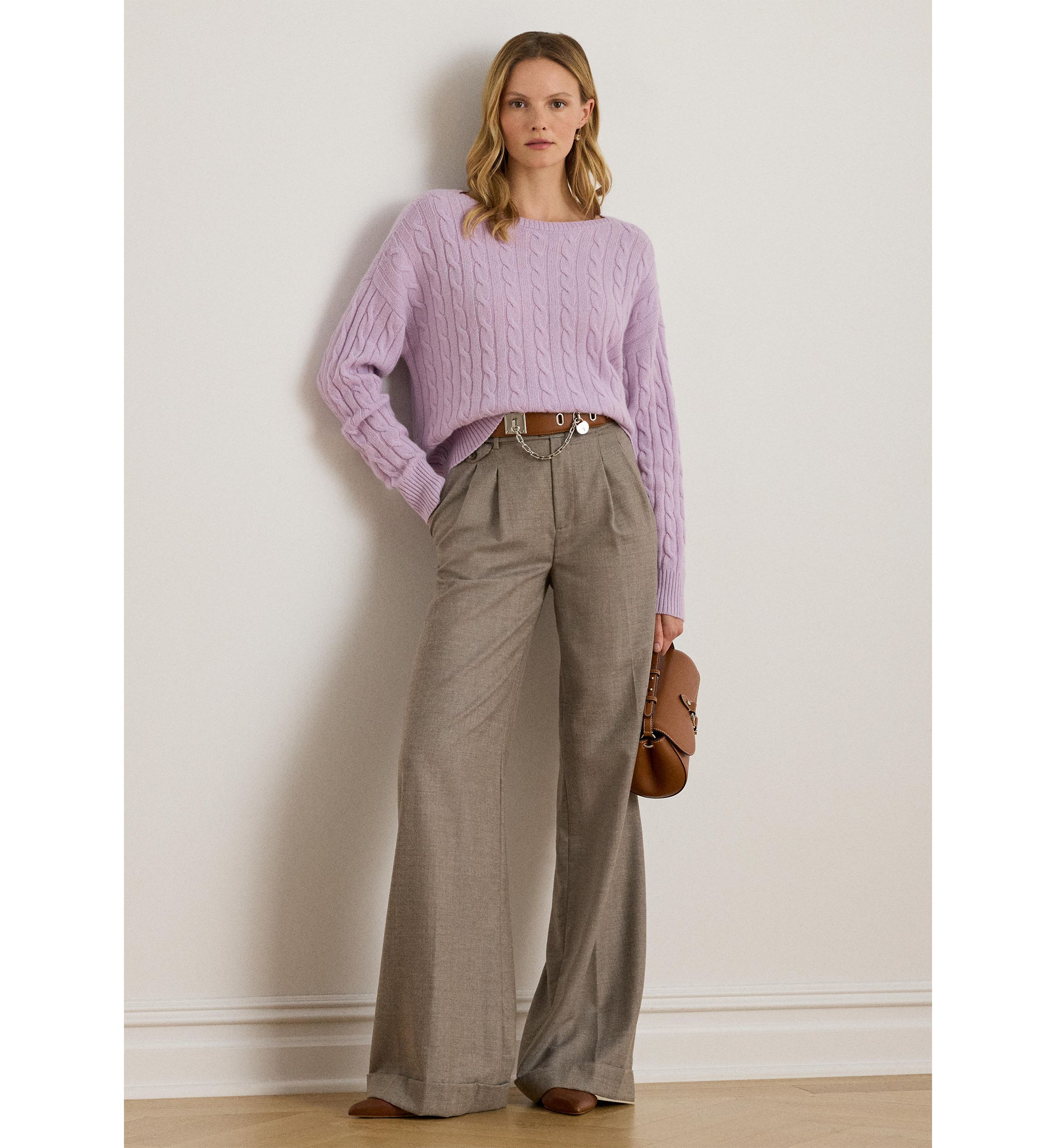 Womens Cable-Knit Wool-Cashmere Sweater
