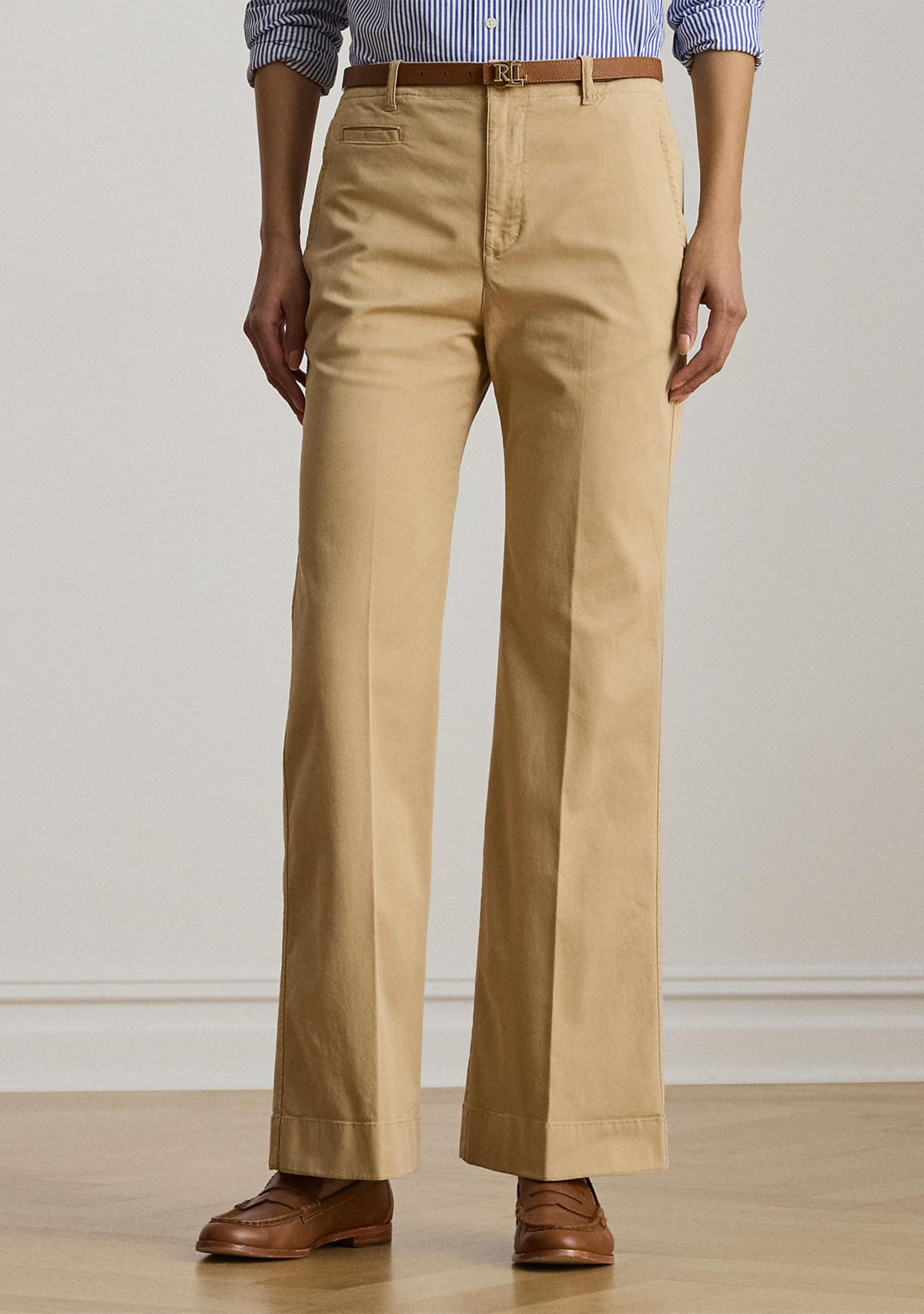 Stretch Cotton Chino Flare Pants
