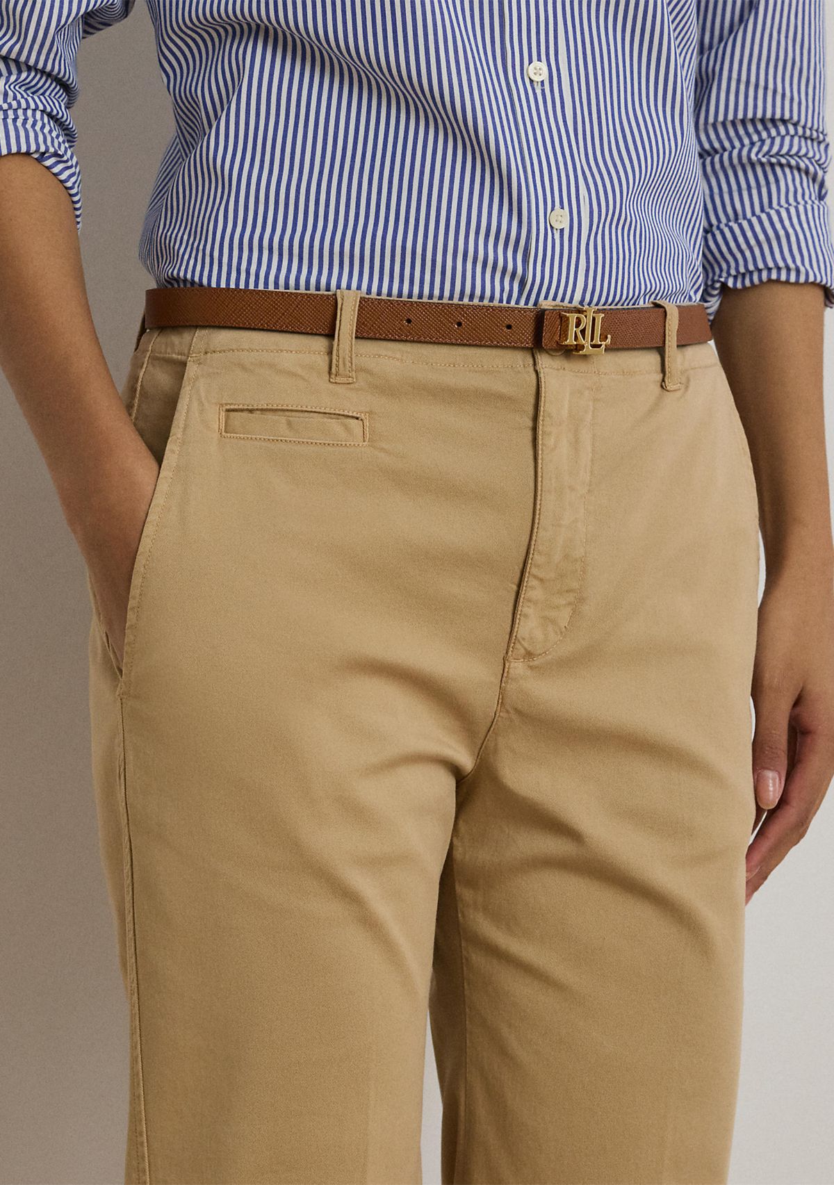 Stretch Cotton Chino Flare Pants