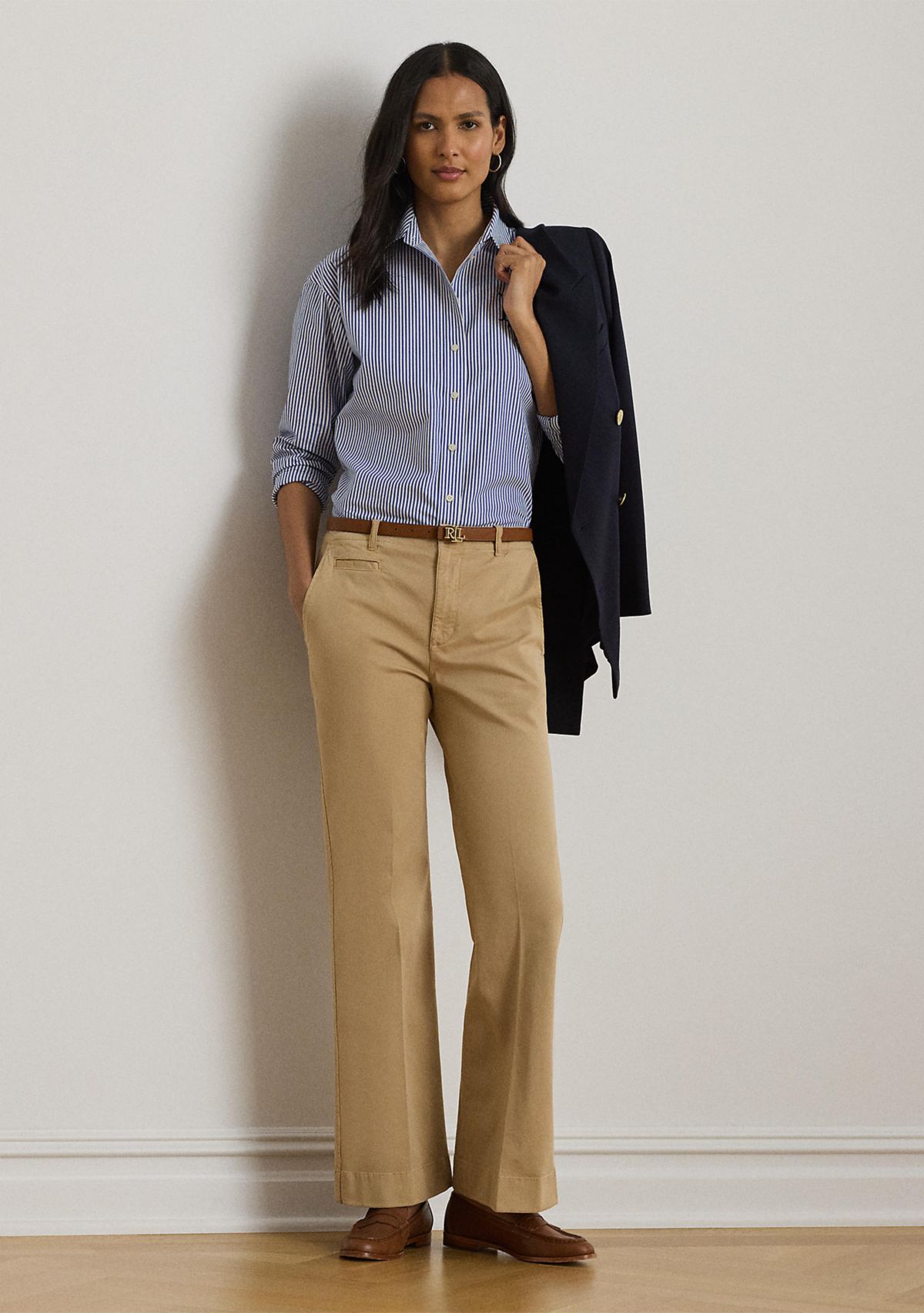 Stretch Cotton Chino Flare Pants