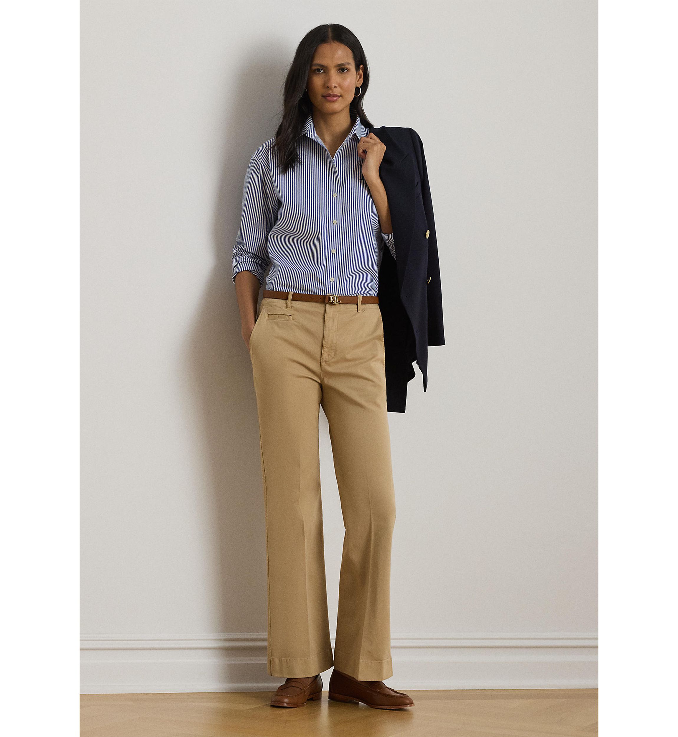 Stretch Cotton Chino Flare Pants