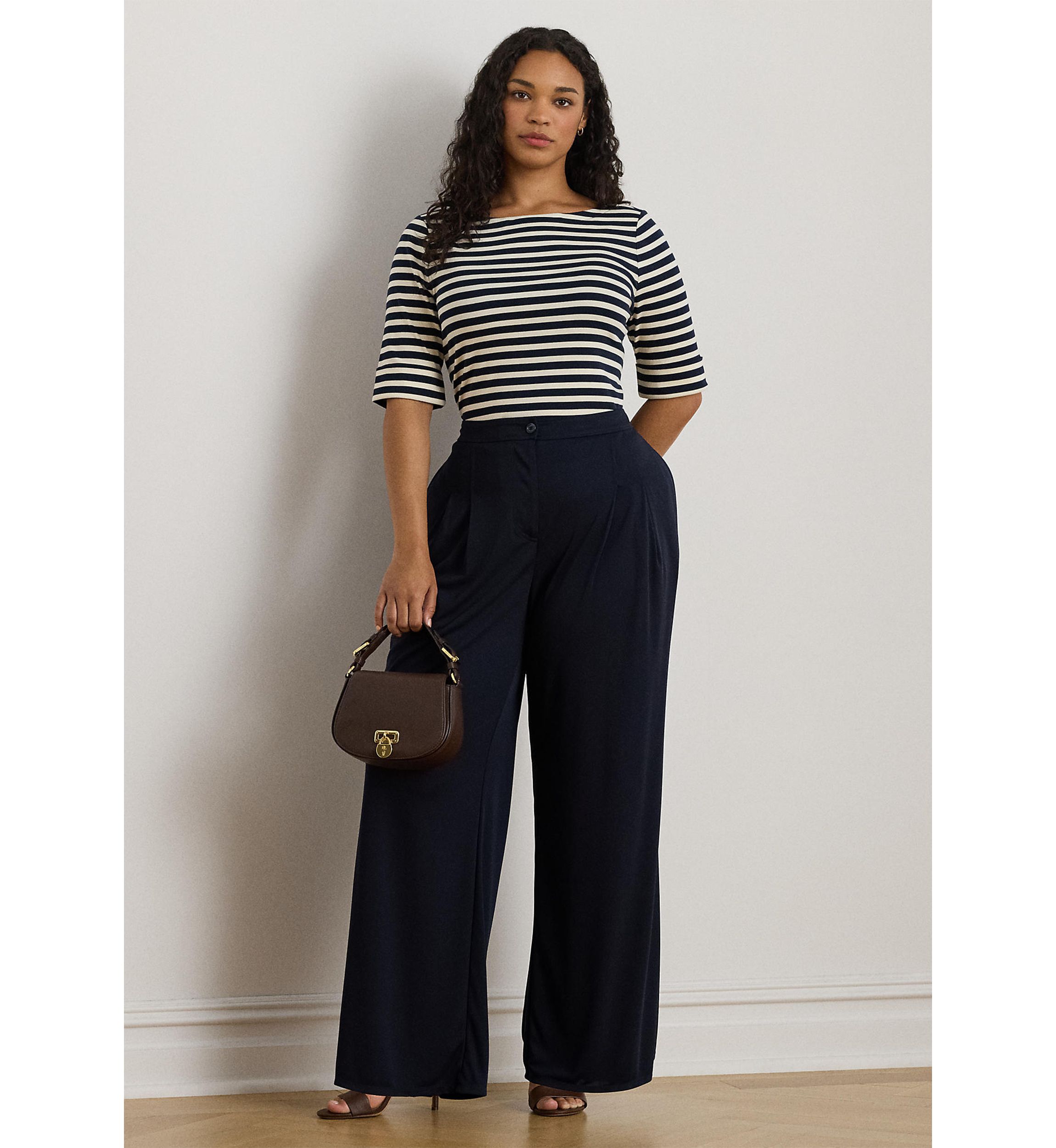 Striped Stretch Cotton Boatneck Tee