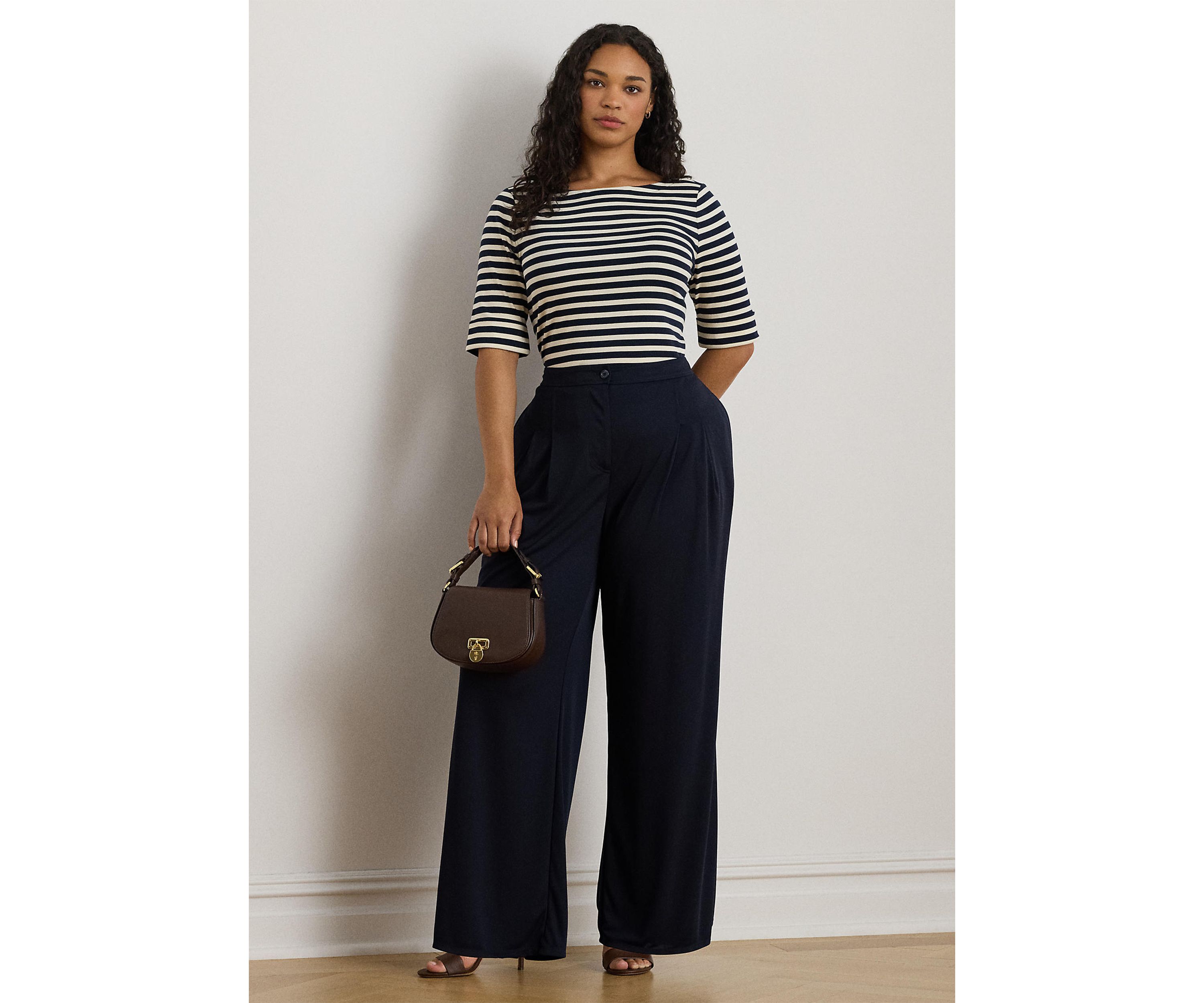Striped Stretch Cotton Boatneck Tee