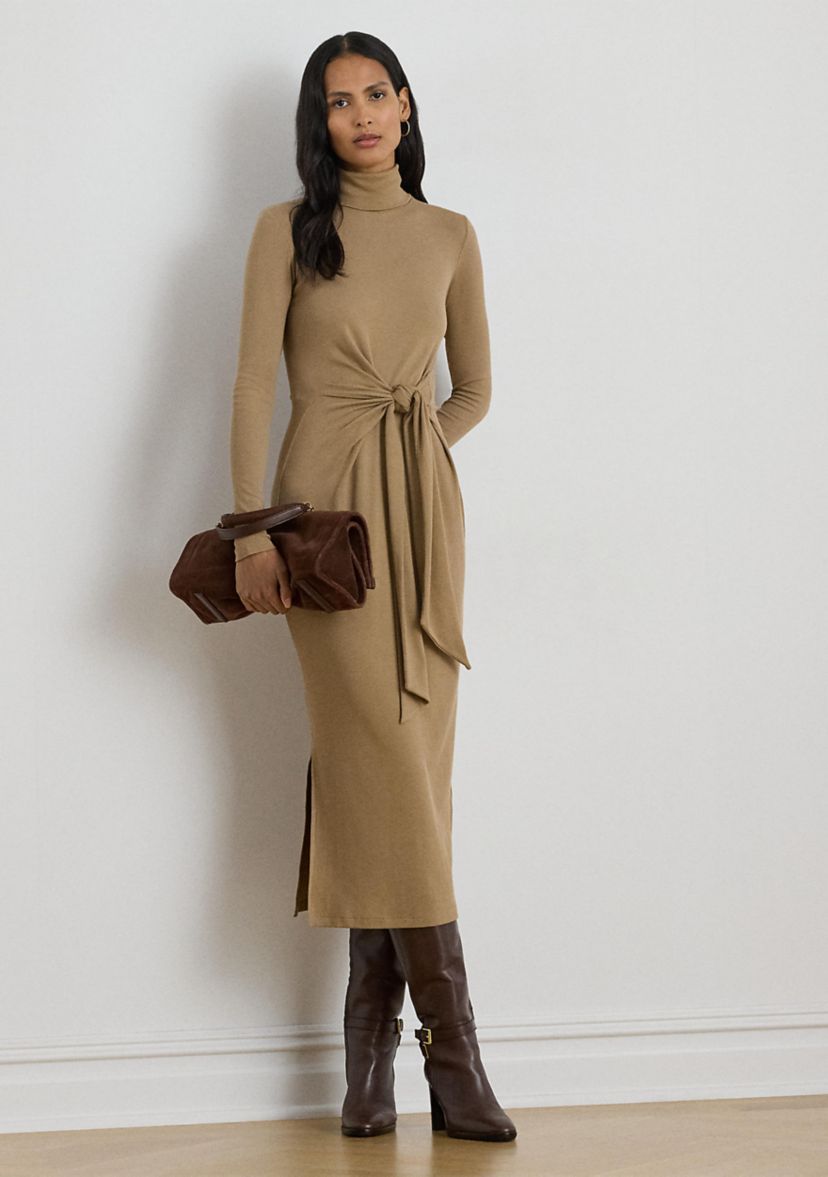 Tie-Front Turtleneck Dress
