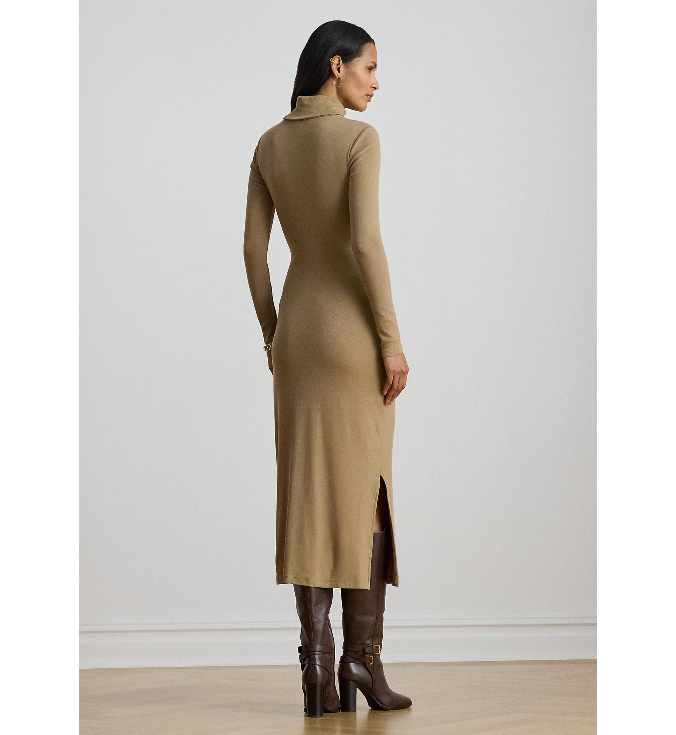 Tie-Front Turtleneck Dress