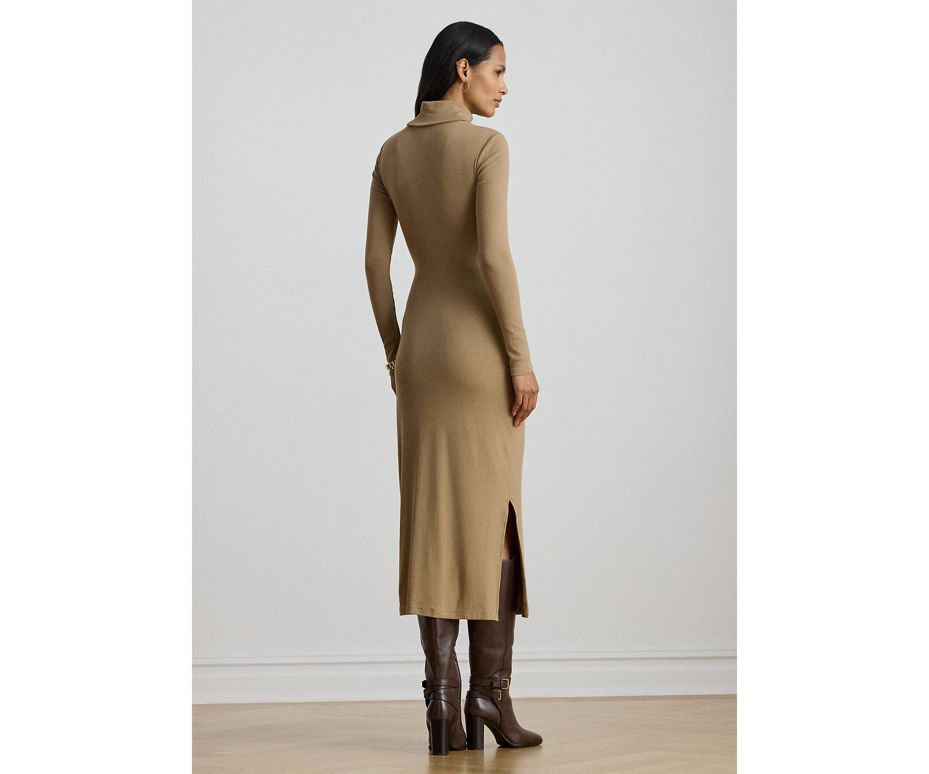 Tie-Front Turtleneck Dress