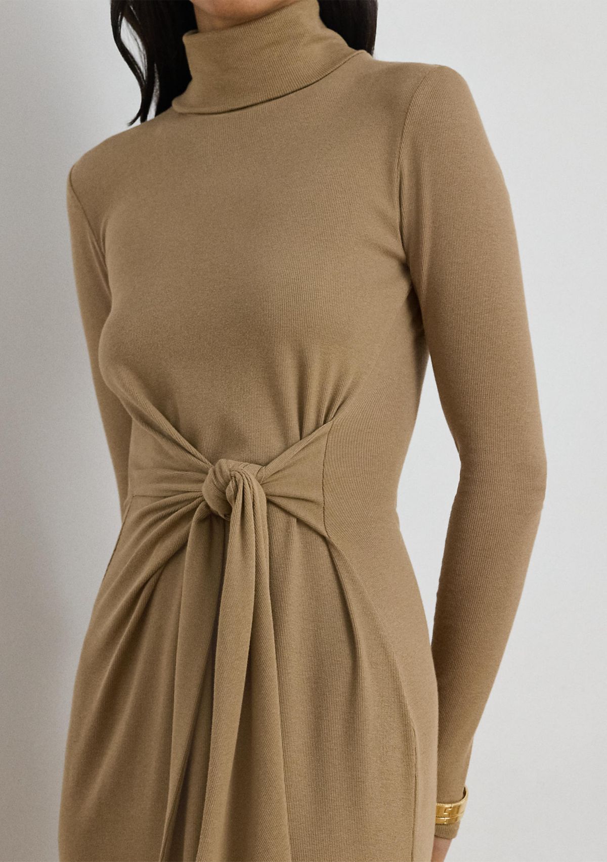 Tie-Front Turtleneck Dress