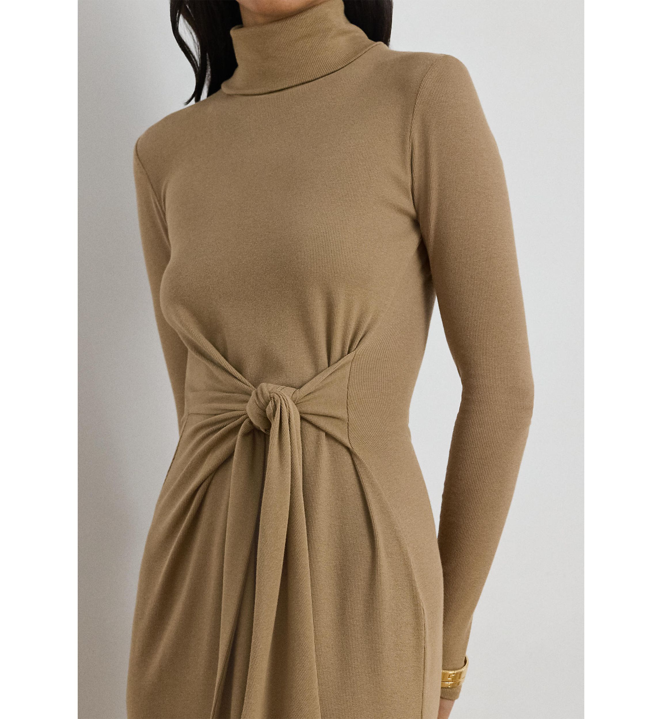 Tie-Front Turtleneck Dress