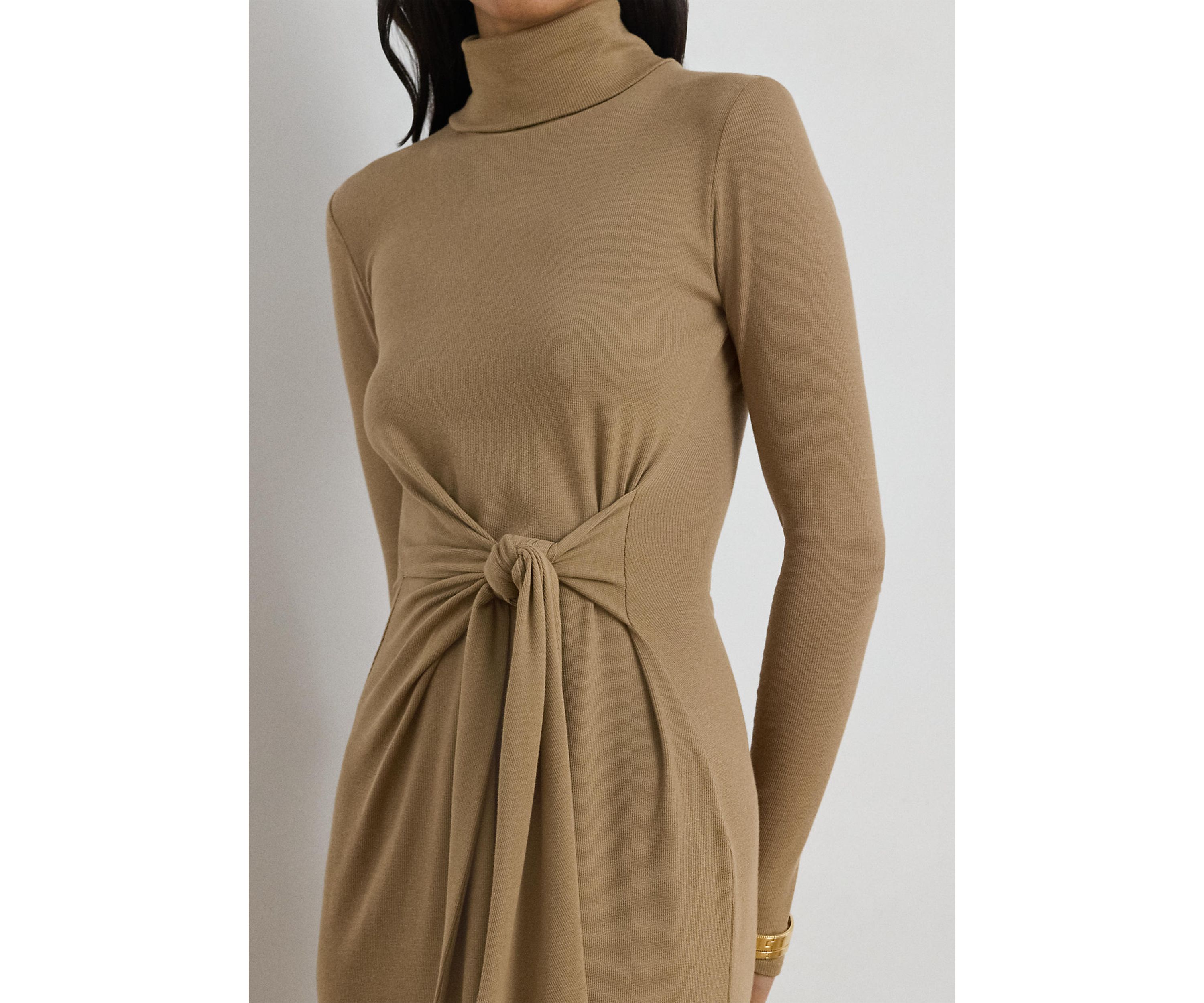 Tie-Front Turtleneck Dress