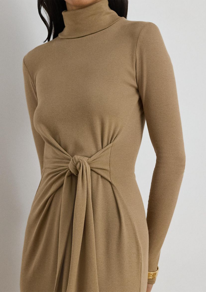 Tie-Front Turtleneck Dress