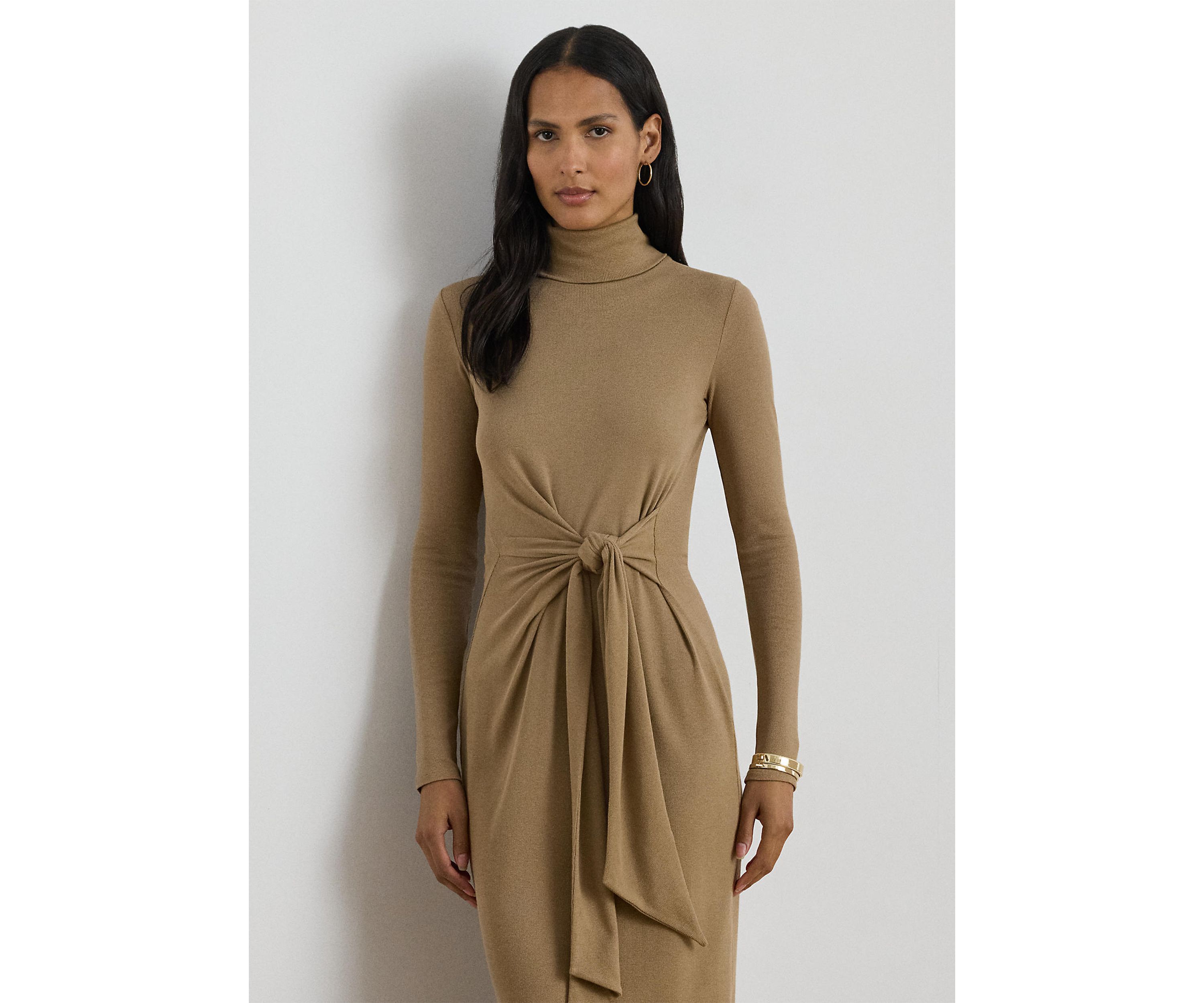 Tie-Front Turtleneck Dress
