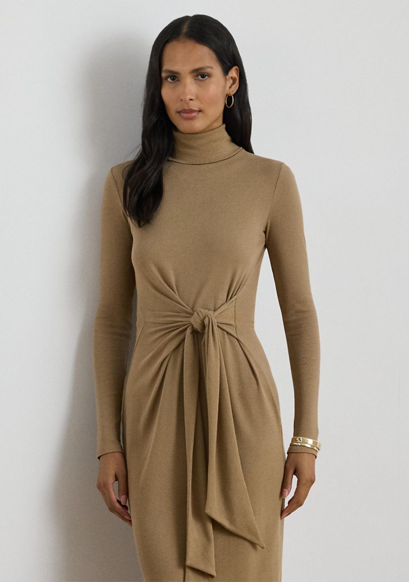 Tie-Front Turtleneck Dress