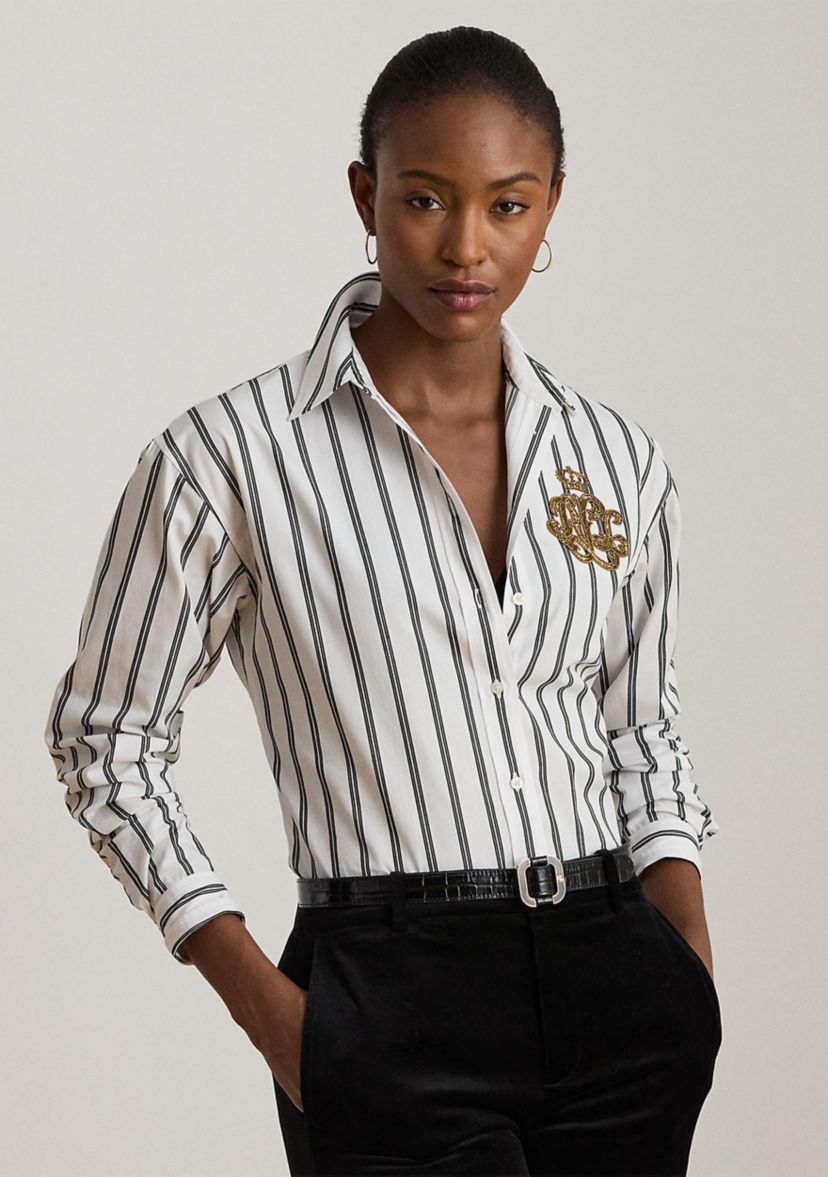 Womens Relaxed Fit Striped Cotton Shirt